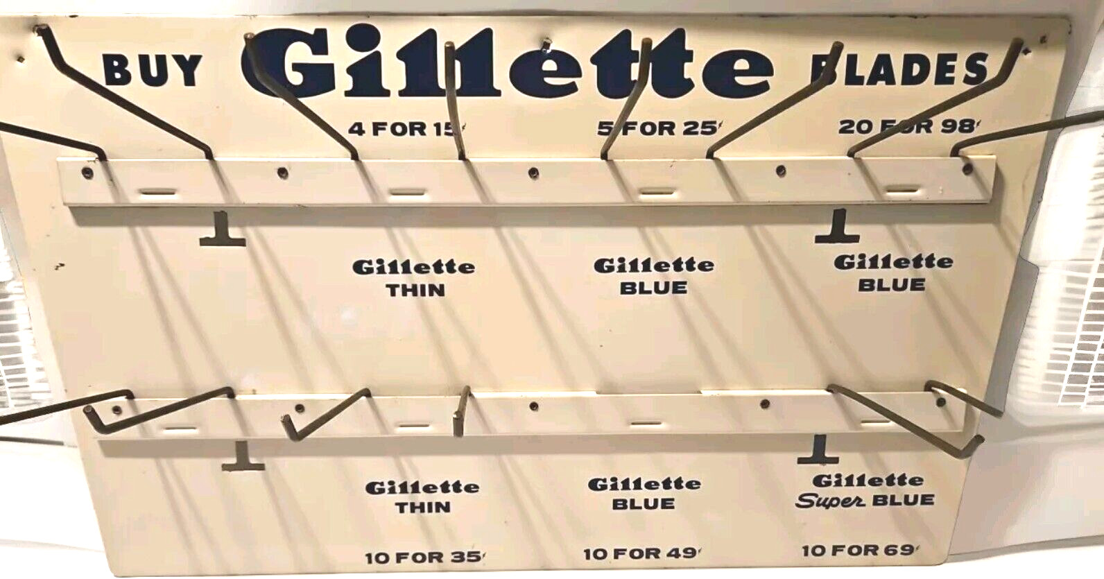 Vtg Collectible Razor Blades 2-Sided Metal Store Sign Display Rack Advertising