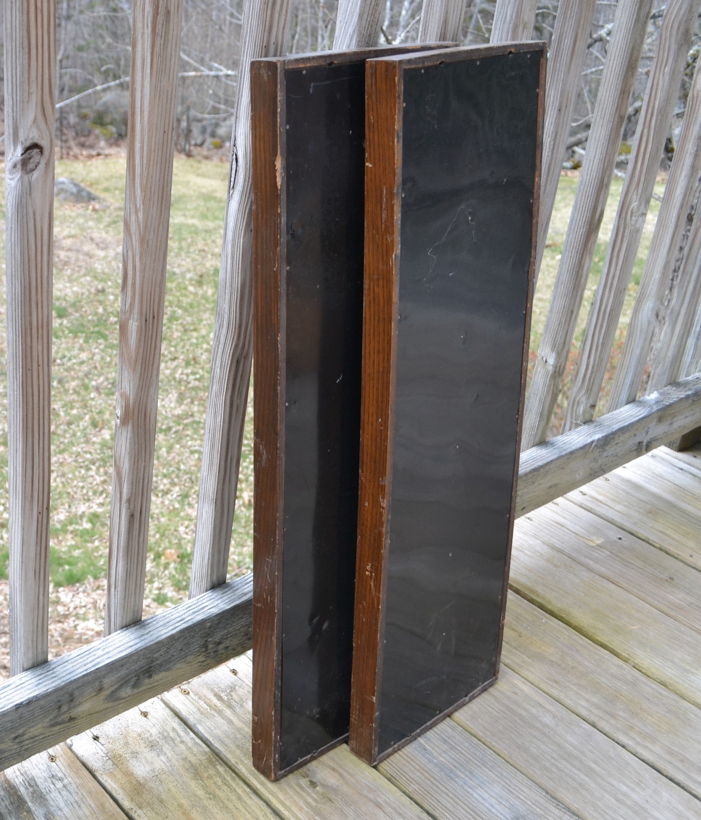 Lot of 2 Vtg Simplex Time Record Card Racks Wood Industrial 50 Slots Each