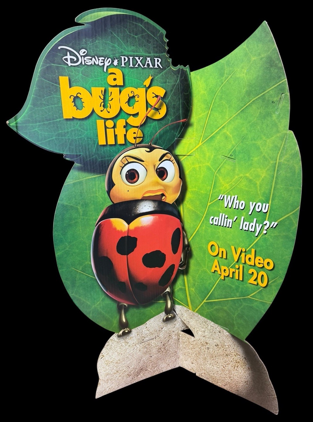 Vintage Bug’s Life FRANCIS 3′ Ladybug 3D Character VHS Video Store Movie Display