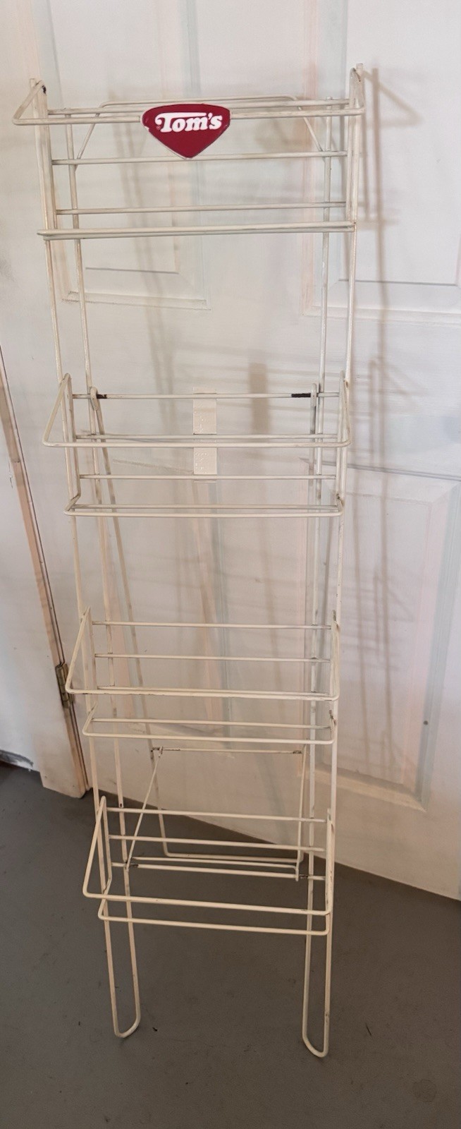 Vintage Tom’s Snacks Display Floor Rack Advertising General Store Wire Shelf