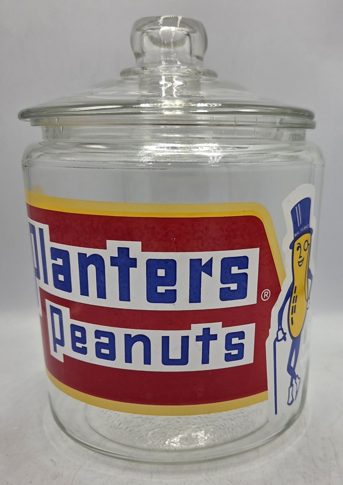 Vintage PLANTERS Peanuts MR. PEANUT Glass Store Counter Advertising Jar With Lid