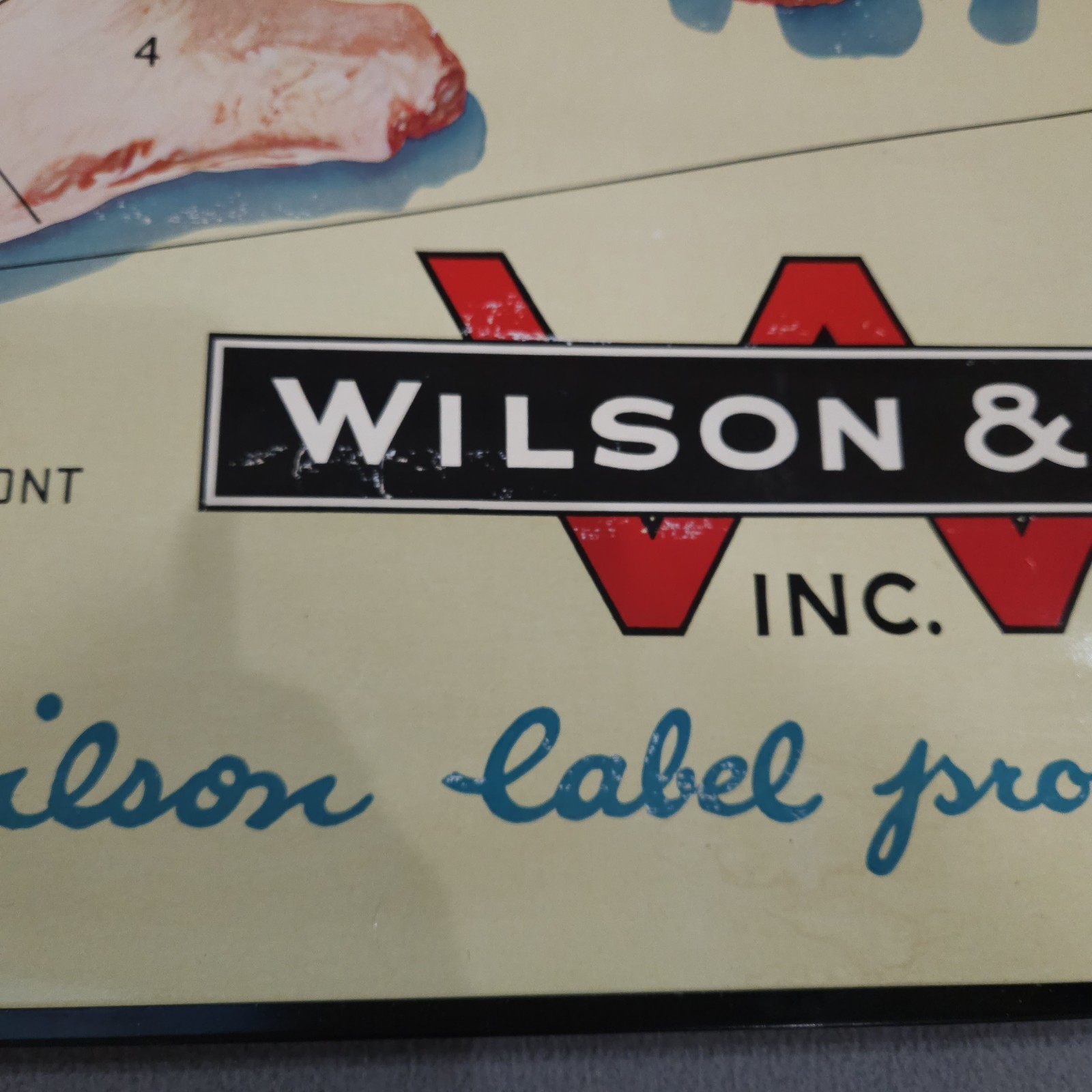 Vintage 1940s Wilson & Co. Lamb Cuts Chart Meat Poster 34½ x 22½