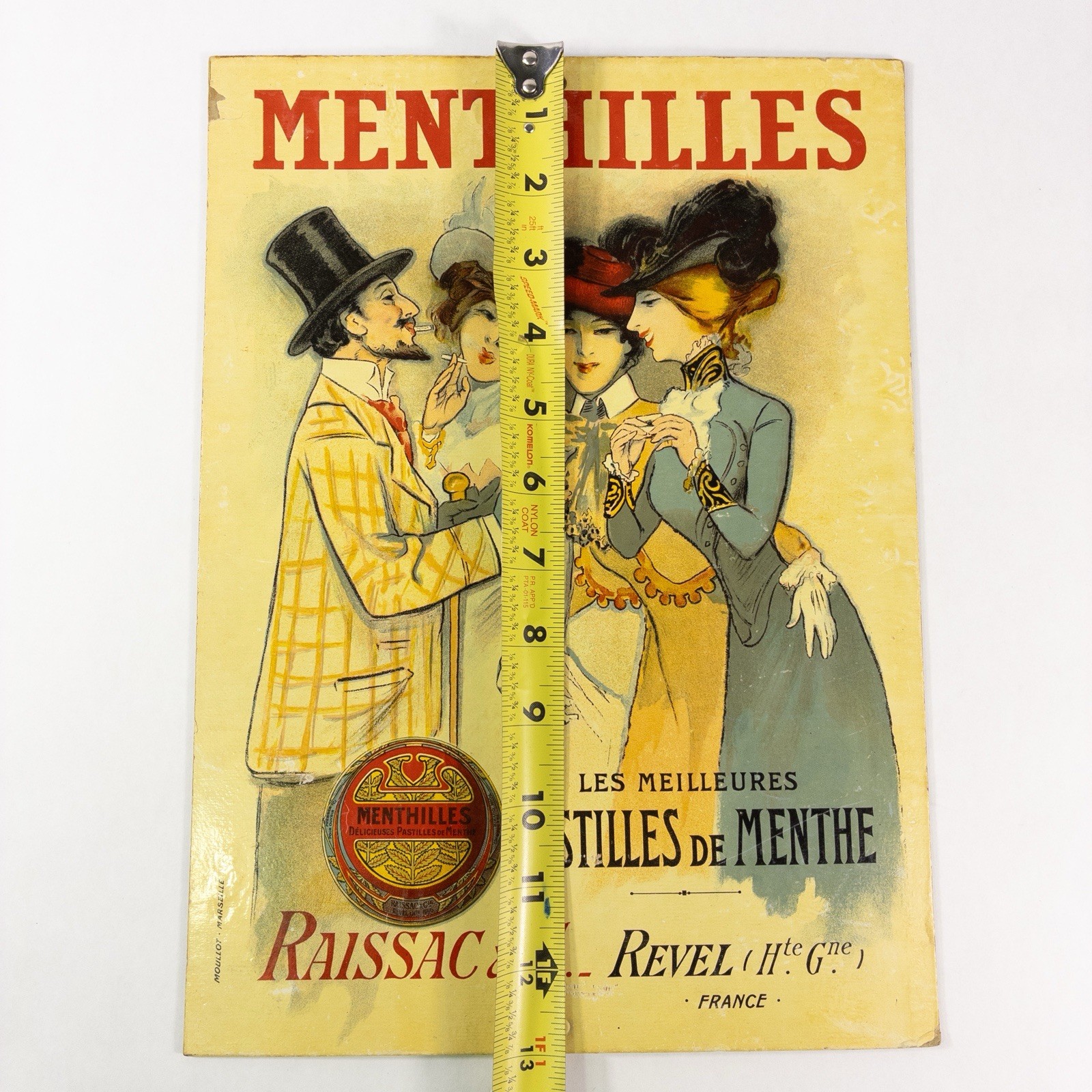 Vintage 1900-05 ‘Menthilles’ French Mints Advertising Cardboard Sign Store Deco