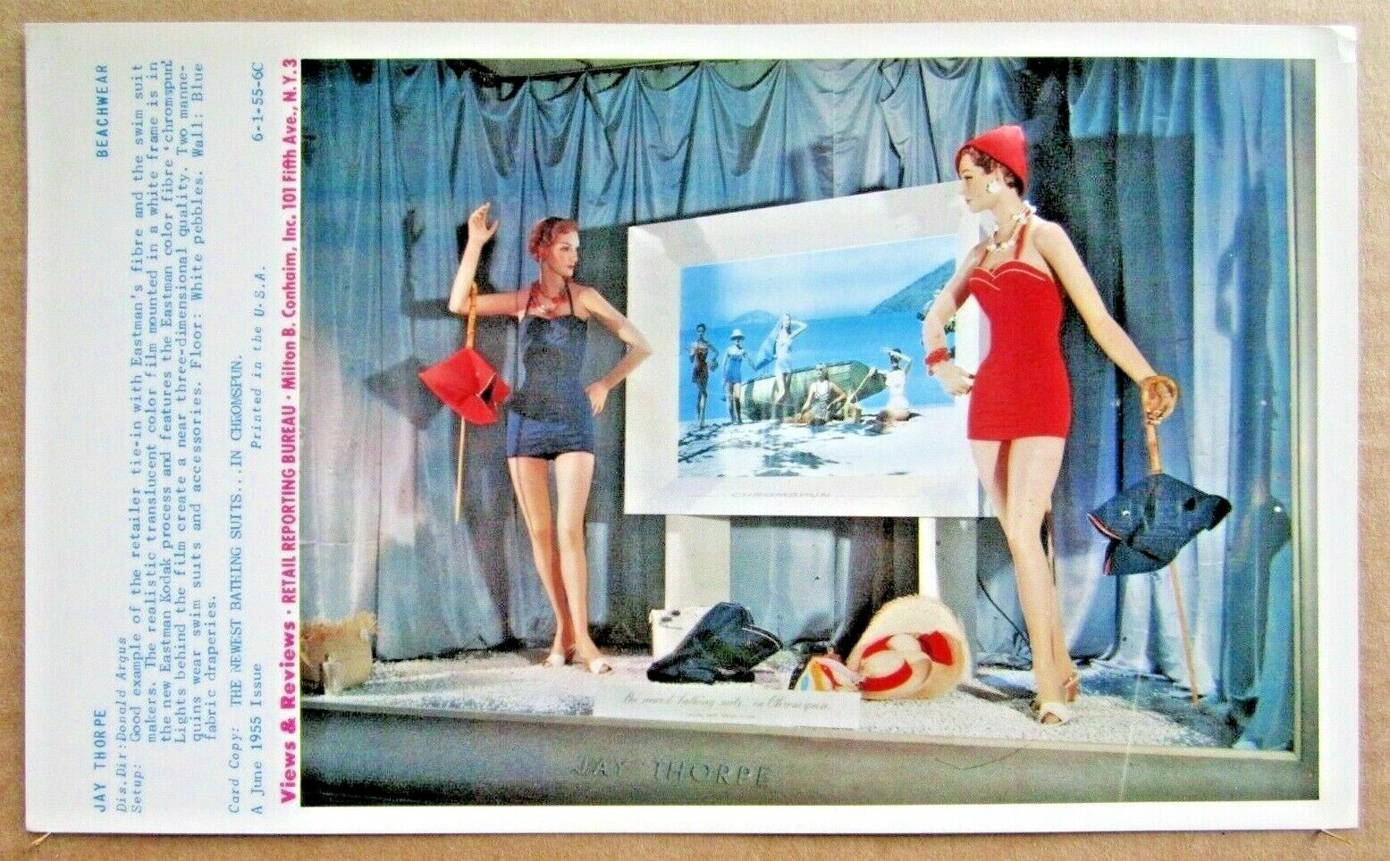 1955 JAY THORPE STORE WINDOW DISPLAY WOMEN’S SWIMSUITS PHOTOGRAPH PRINT #24