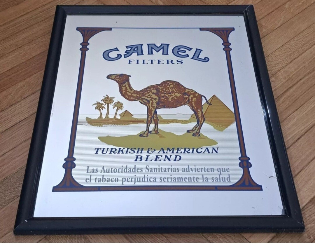 MIRROR FRAME-CAMEL CIGARETTES/CIGARETTES-MIRROR PAINTING PICTURES-VINTAGE