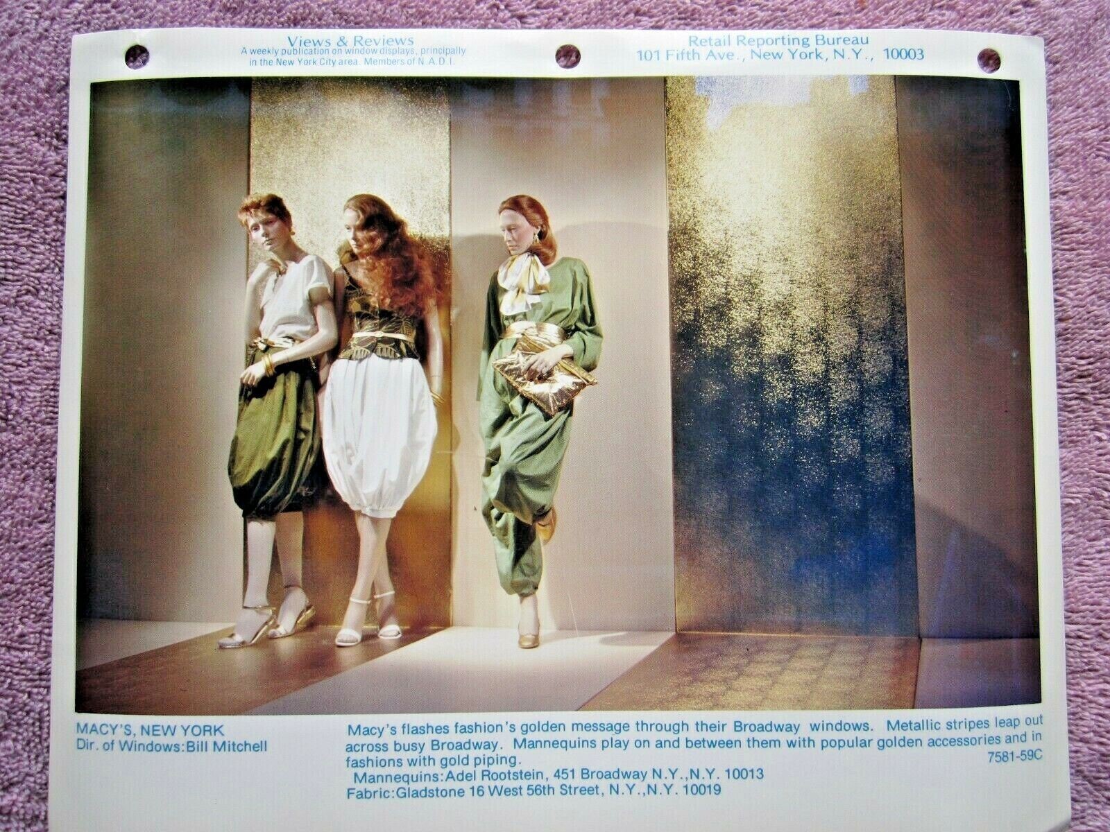 1981 MACY’S NEW YORK STORE WINDOW DISPLAY GOLDEN MESSAGE PHOTOGRAPH PRINT #433