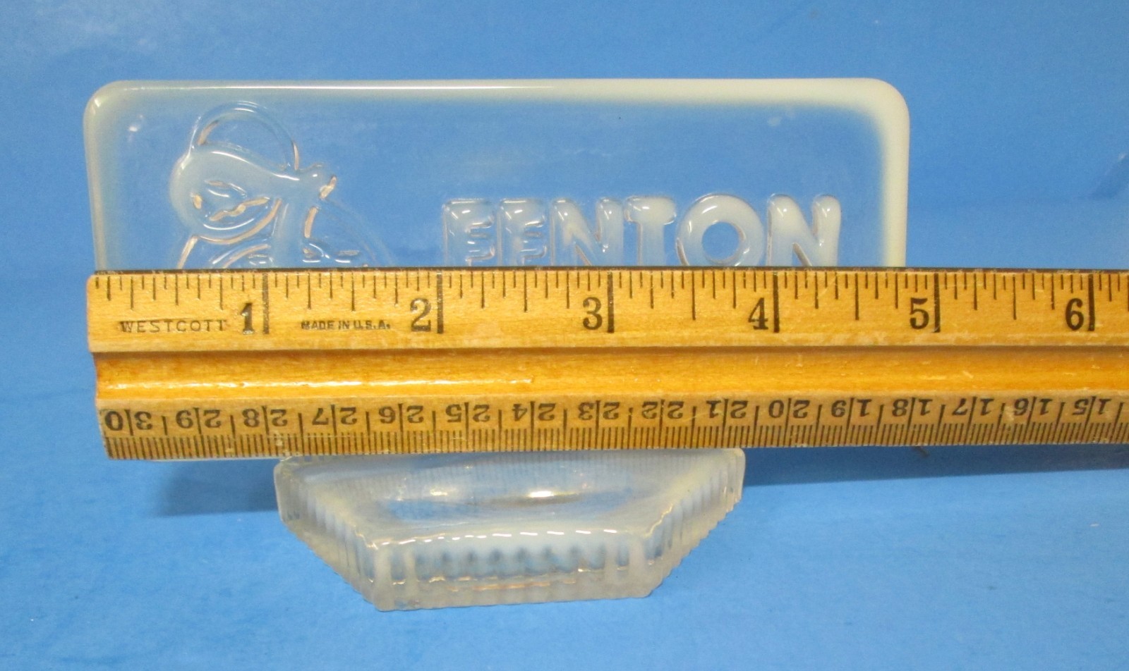 rare Fenton dealer display sign clear glass w/ opalescence USA HTF