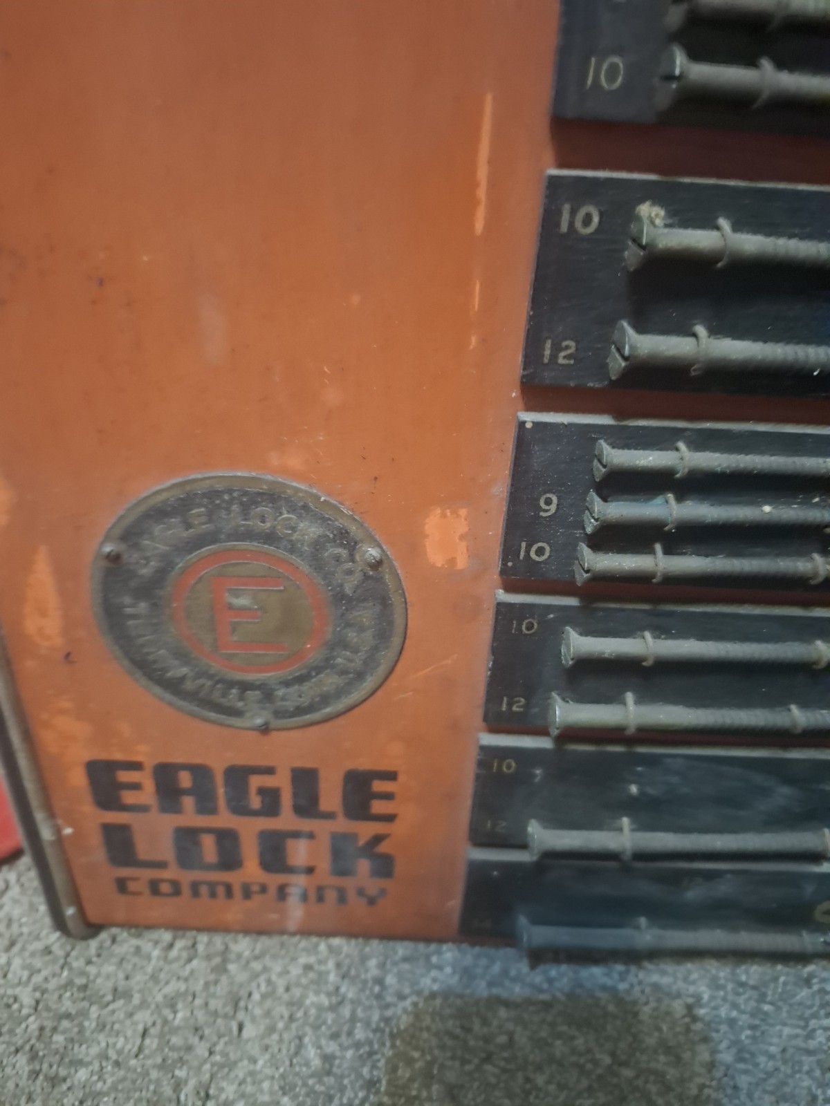 Vintage Eagle Lock Wood Screws Sign Display Advertising Salesmen Sample Rare