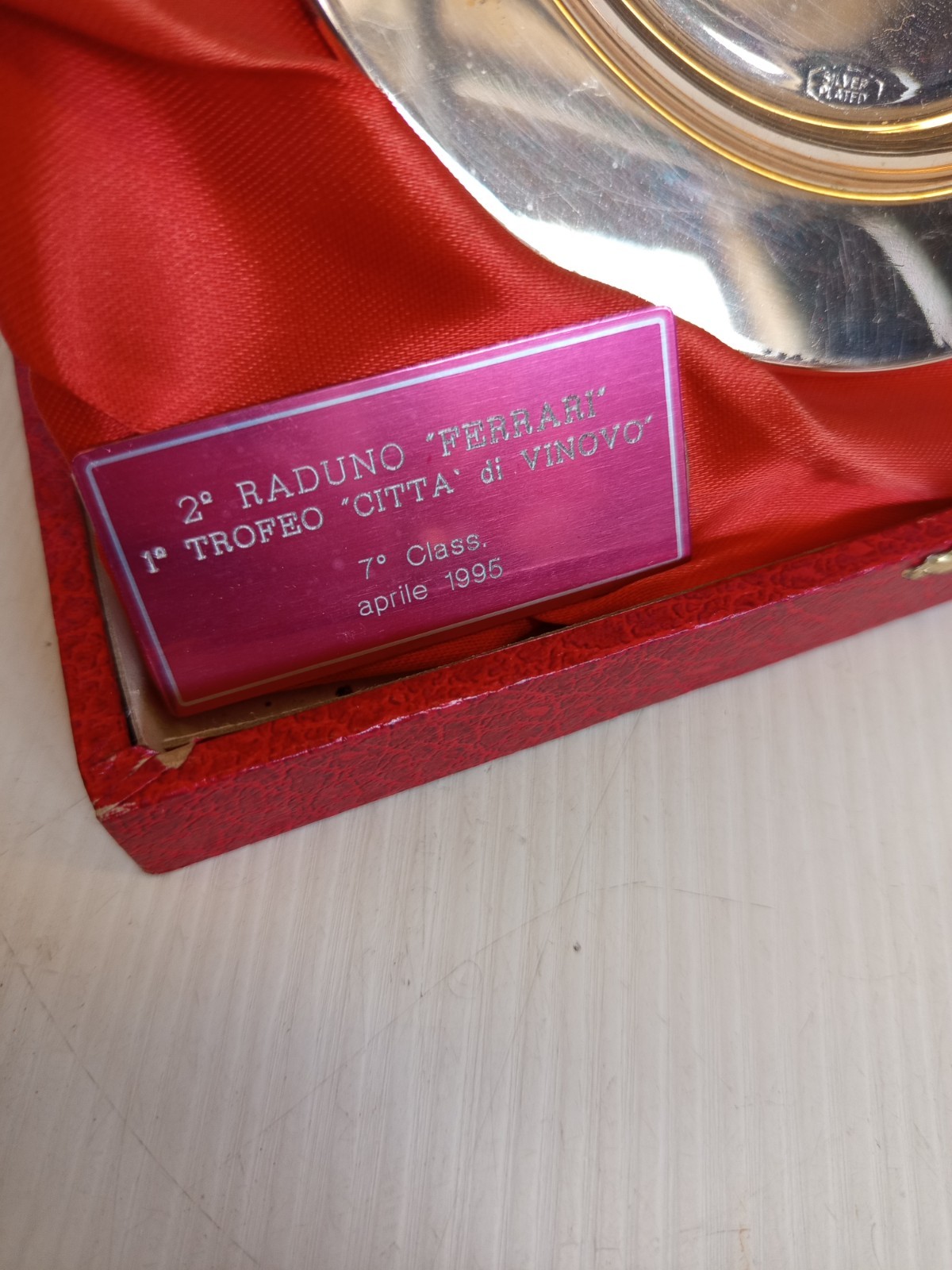 original plate plate 1995 Ferrari club Turin city gathering Vinovo