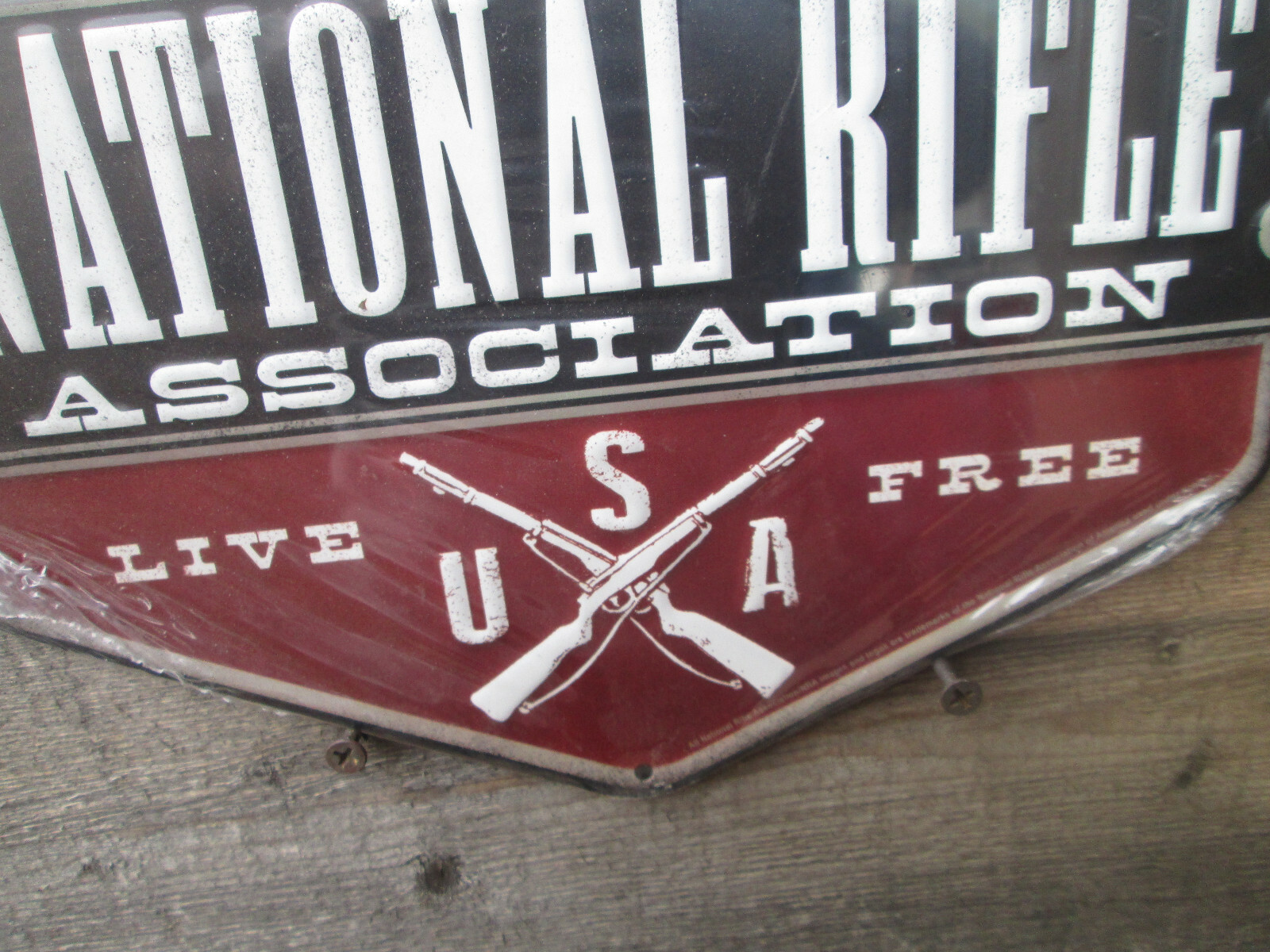 NRA LIVE FREE SINCE 1871 NATIONAL RIFLE EMBOSSED RAISED METAL SIGN Gun USA