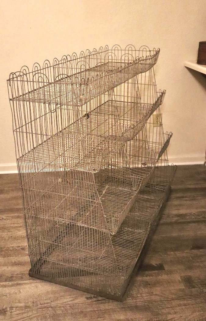 Antique General Store Metal Wire Shelving Mercantile Produce Heavy Duty