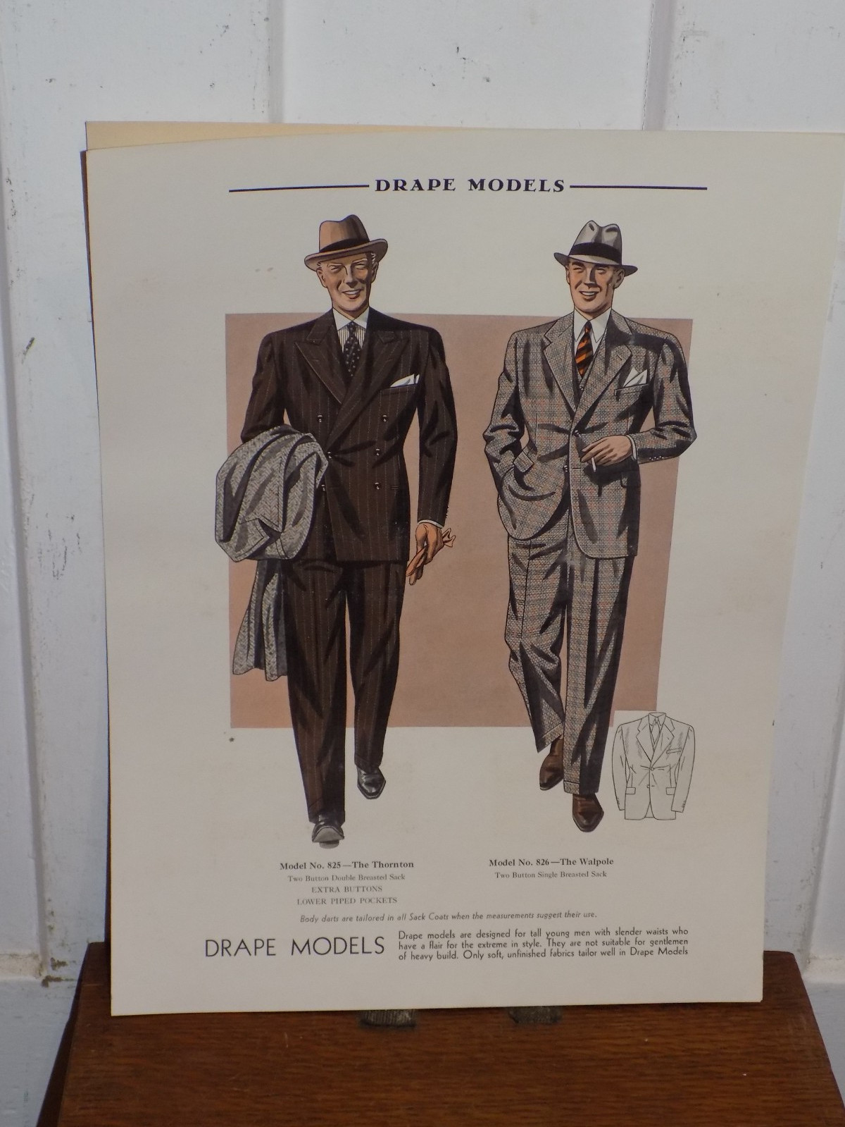 Vintage Men’s Cardboard Fashion Store Display Sign