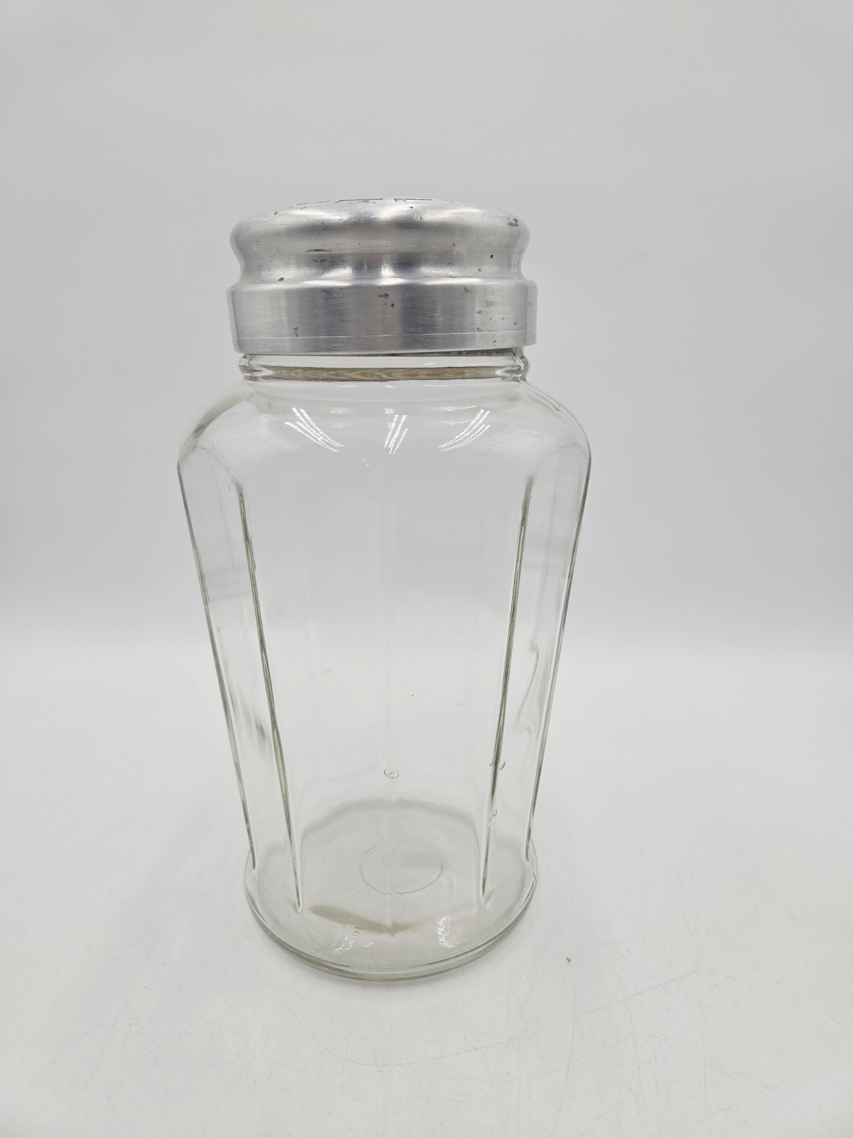 Antique Aridor 1920’s Paneled Jar Storage Glass Screw Lid 11” H 4” Dia Opening