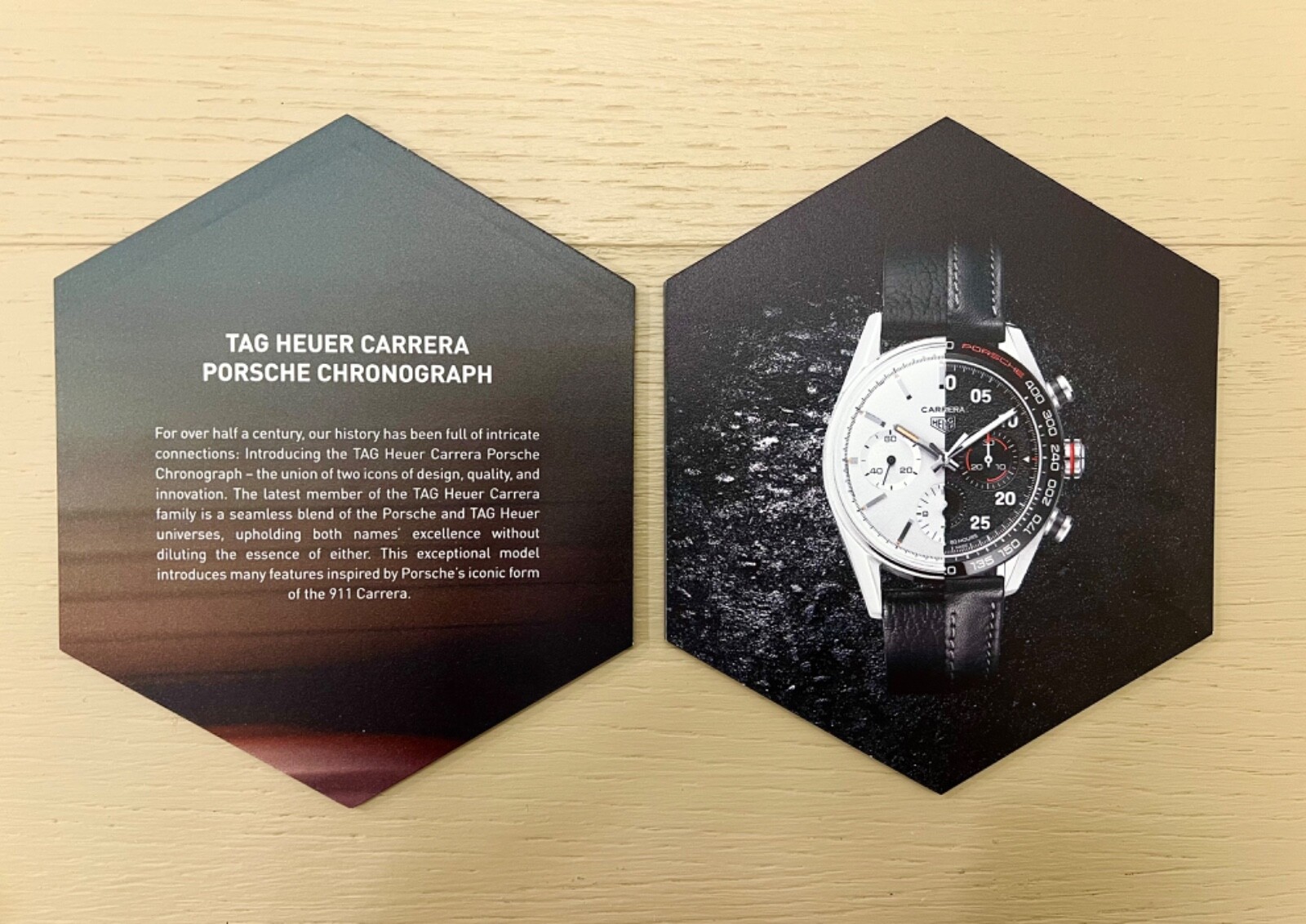 RARE Tag Heuer Porsche Carrera Chrono Watch Dealer Store Counter Display 2 Signs