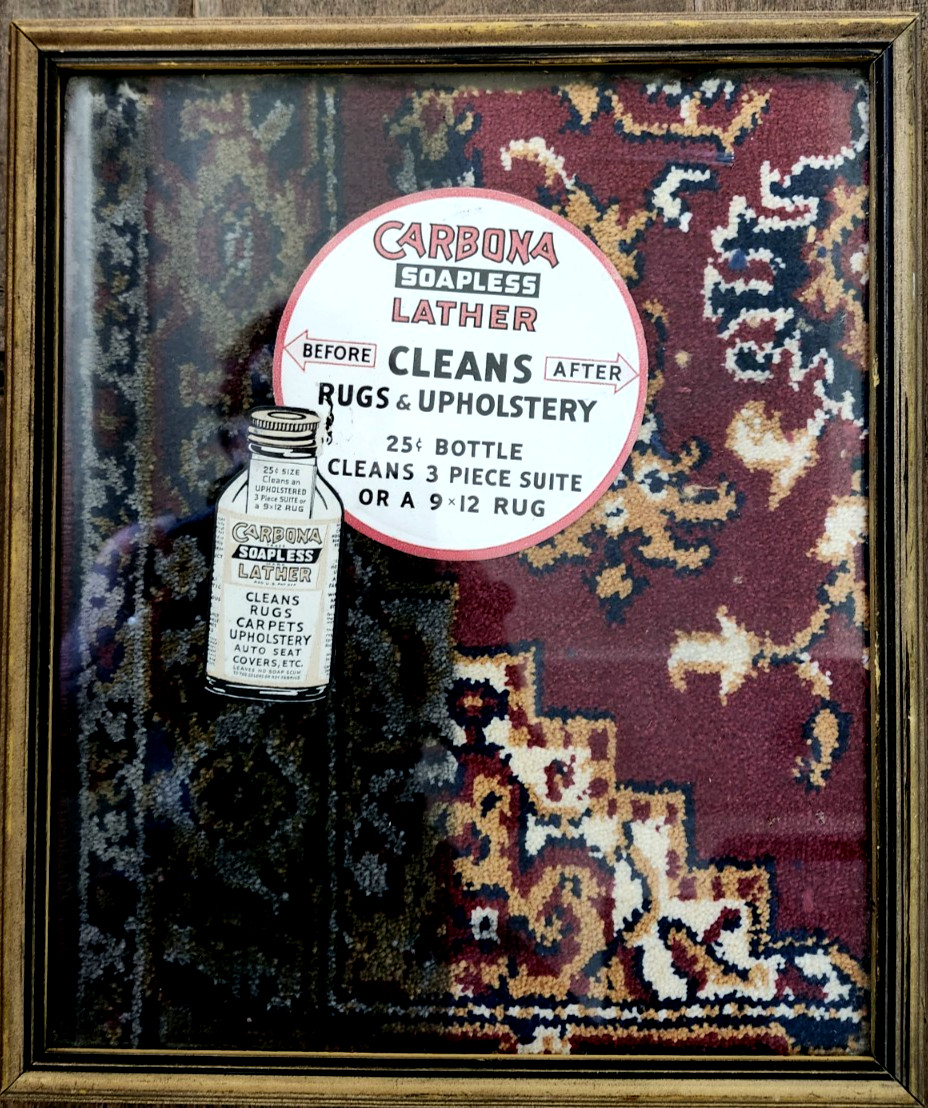 1940s Uniquely Framed Store Display Ad for Carbona Soapless Lather 13×11
