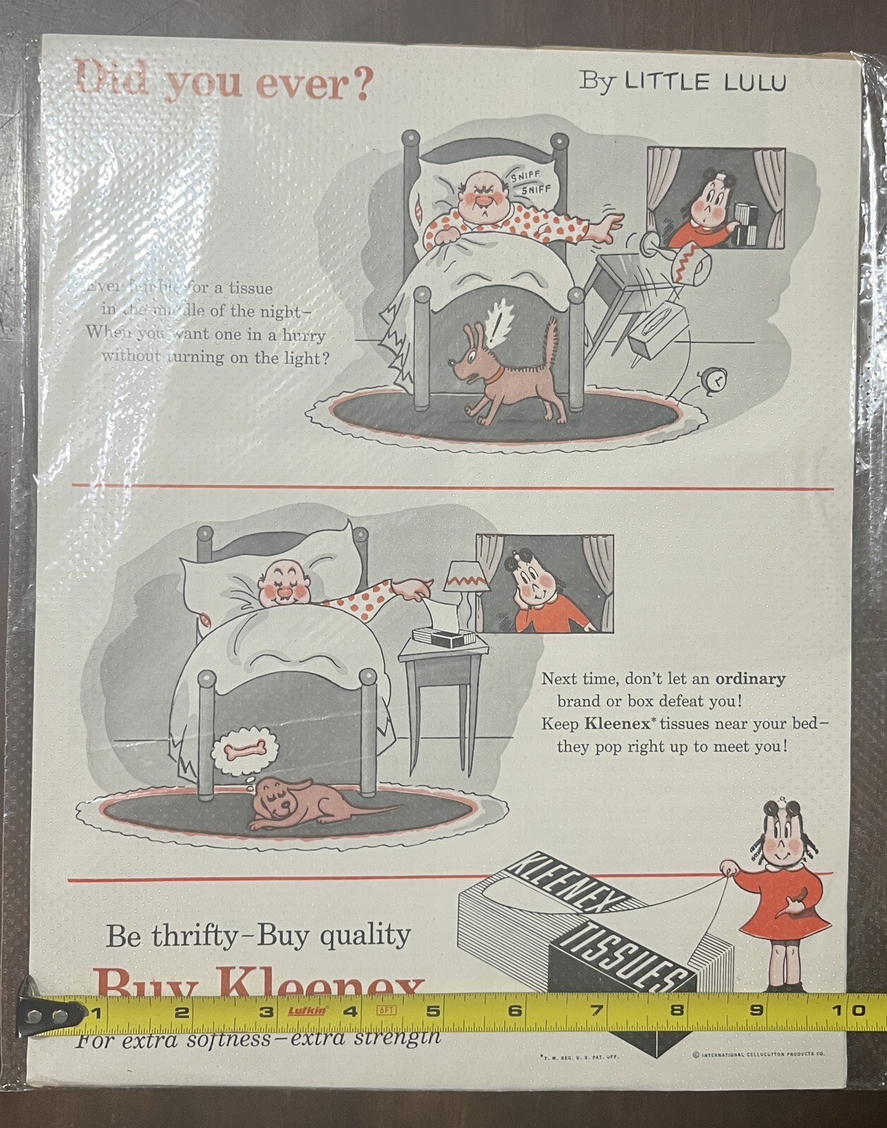 Vintage 1954 Little Lulu Kleenex Advertising “Did You Ever?” Print Ad 12.75 x 10