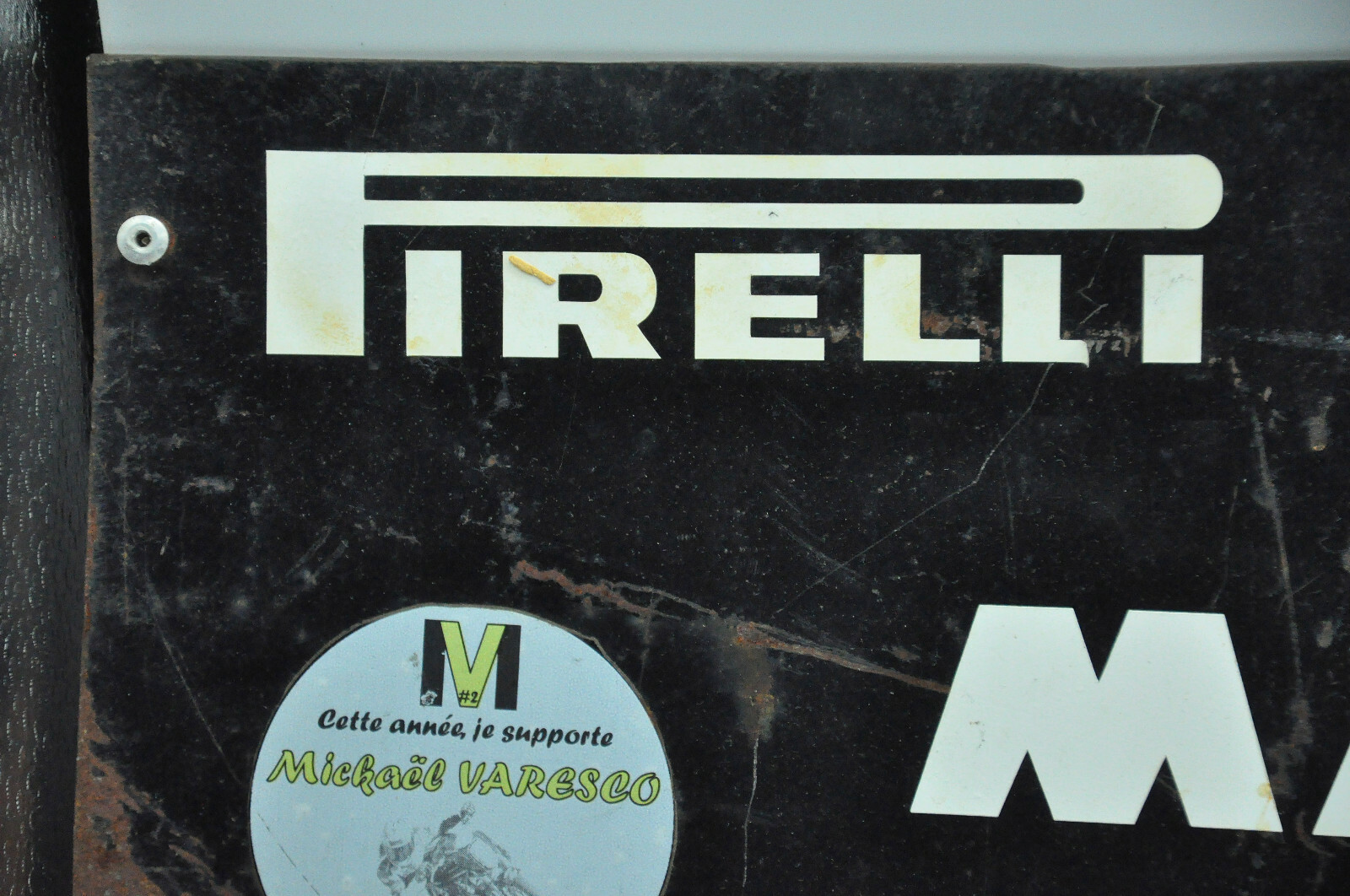 Antique Unenamelled Advertising Plate Brand Motorcycle Tire Garage Collection