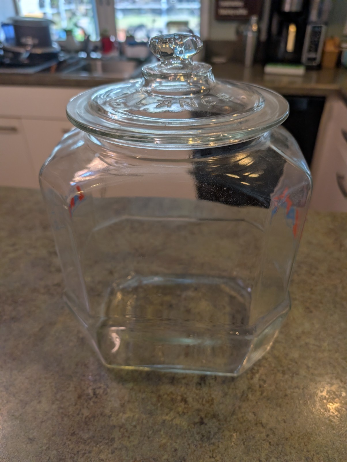 Vintage Original LANCE Countertop General Store Display Large Glass Jar 12.75″