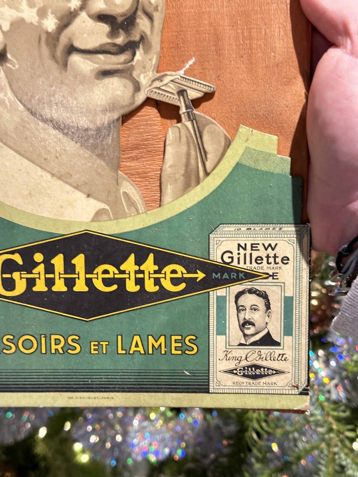 Advertising Cardboard & Gillette & H Bouquet Paris & Enamel Plaque