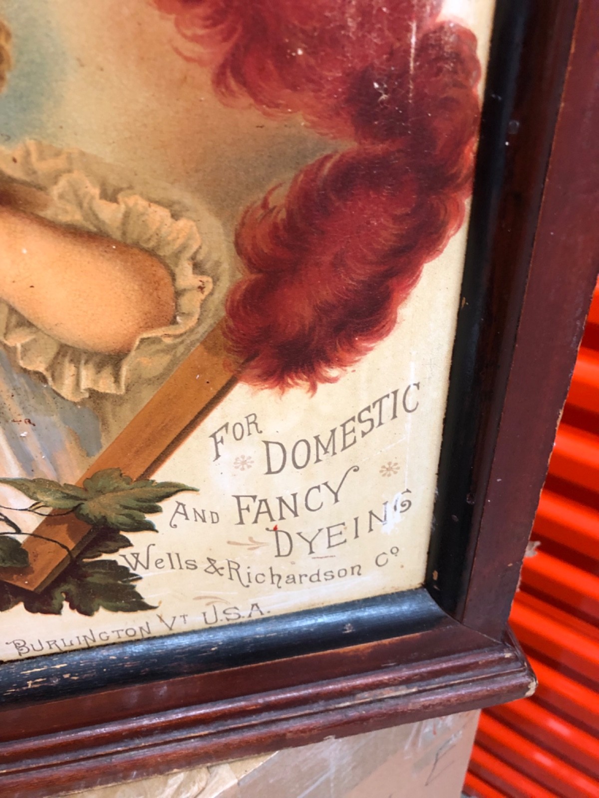 VINTAGE RARE SUPERBc.1890 TIN LITHOGRAPHED “DIAMOND DYES” BABY STORE CABINET
