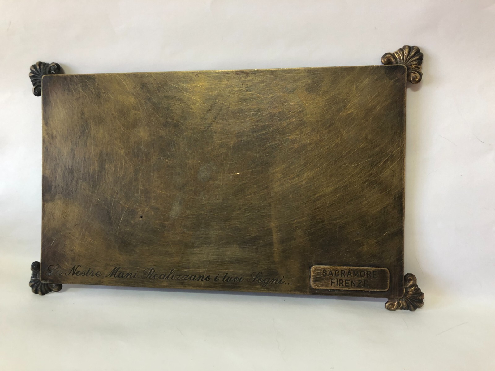 OLD SAUCER ADVERTISING TRAY JEWELRY SACRAMORE FLORENCE BRONZE.?