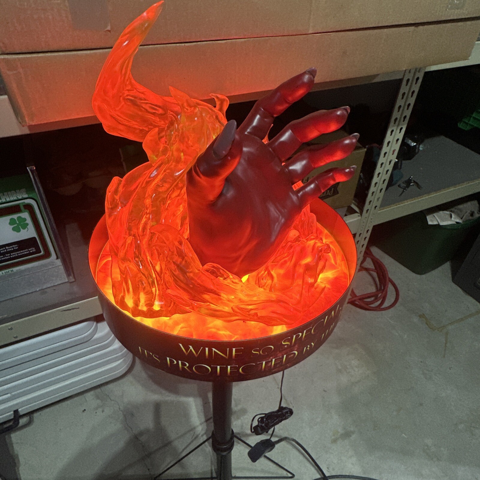DEVILS HAND WINE LIGHT UP LED DISPLAY “WINE SO SPECIAL PROTECTED BY THE DEVIL”