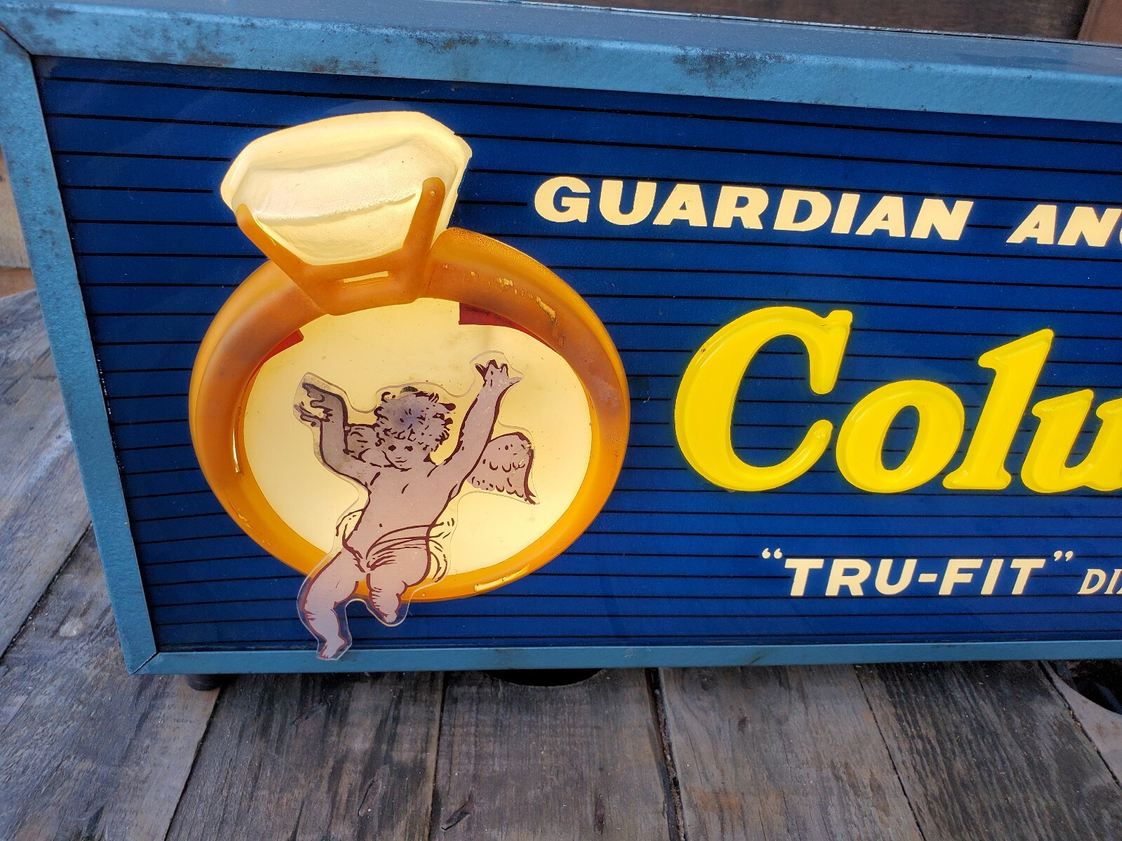 Antique Lightup Sign Motorized Jewelry Store Display Diamond Rings Advertising