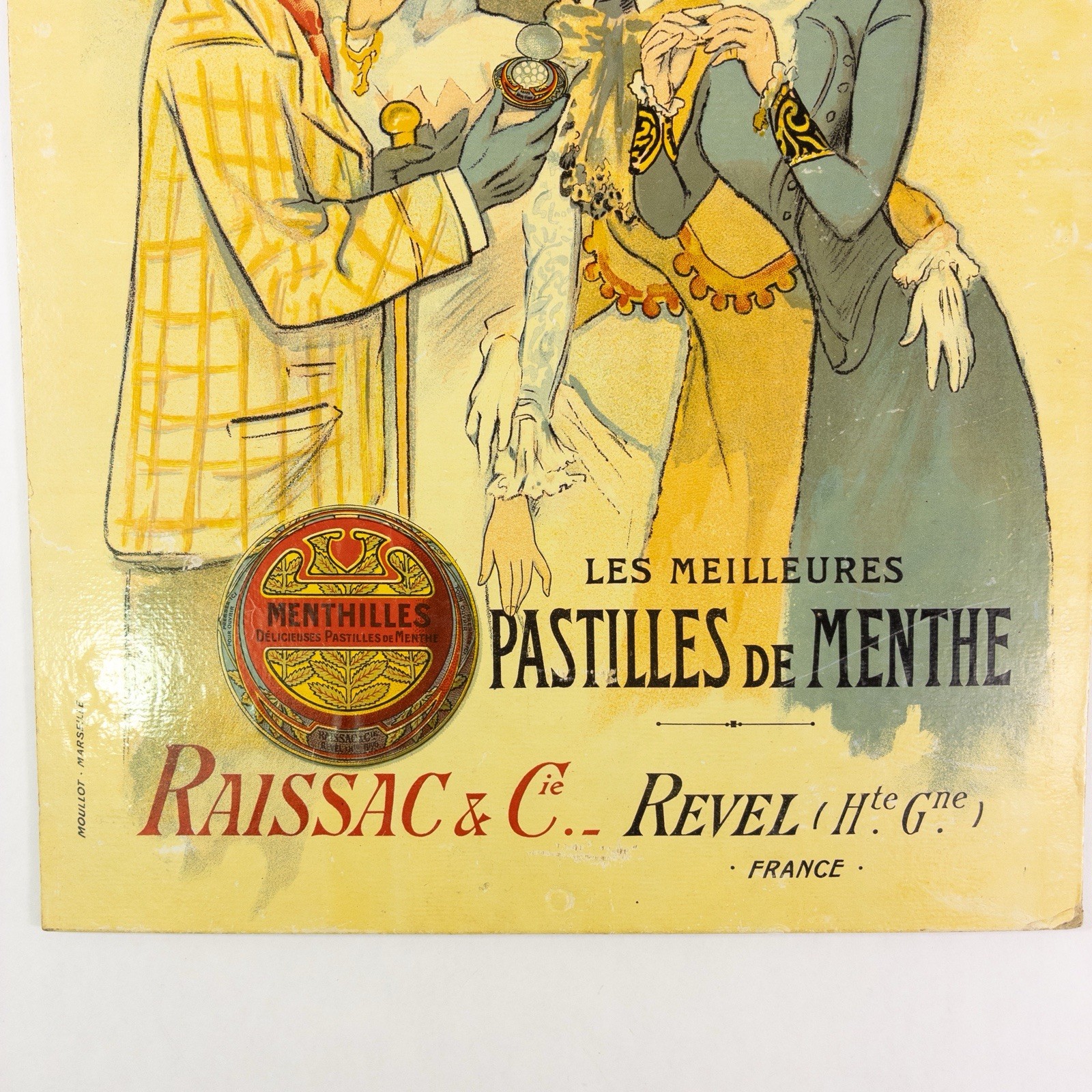 Vintage 1900-05 ‘Menthilles’ French Mints Advertising Cardboard Sign Store Deco