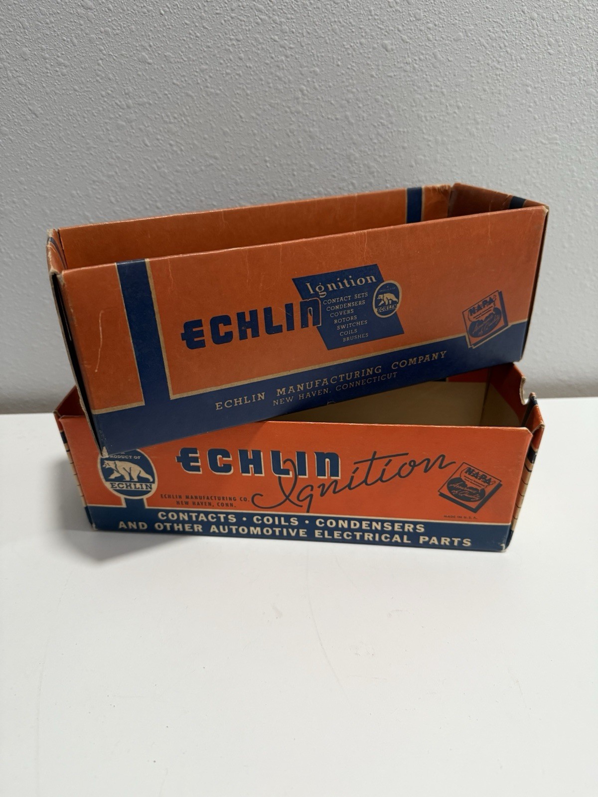 VINTAGE NAPA ECHLIN AUTOMOTIVE PARTS CARDBOARD STORAGE STORE DISPLAY BIN
