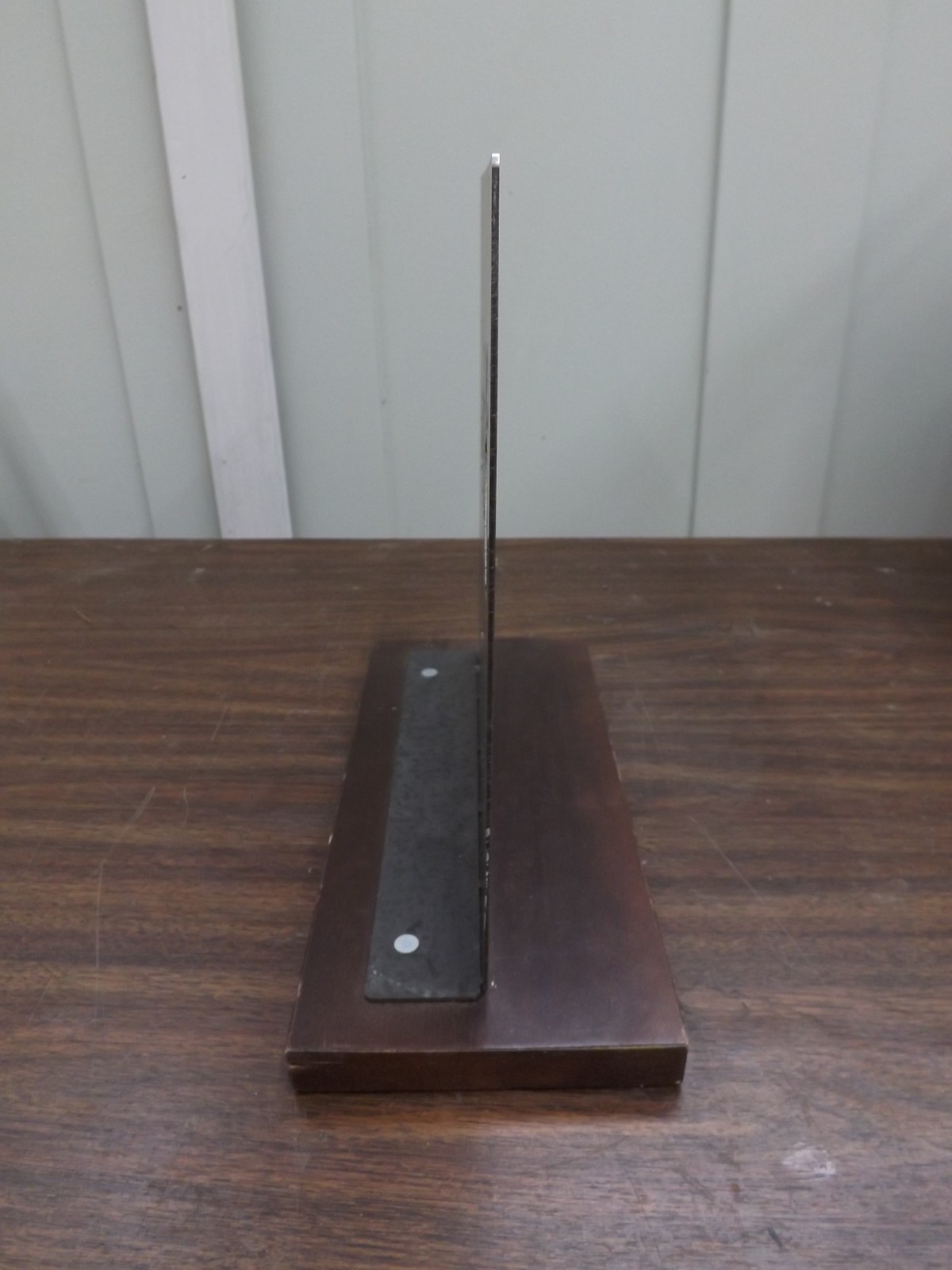 VINTAGE OXFORD SHIRT STORE COUNTER DISPLAY SIGN METAL WITH WOOD BASE clothing