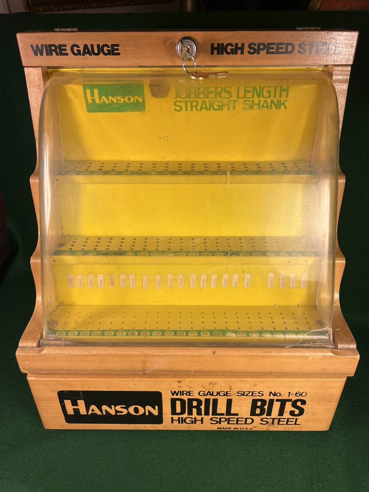 Vintage Hanson High Speed Jobbers Drill Bit Advertising Counter Display Cabinet