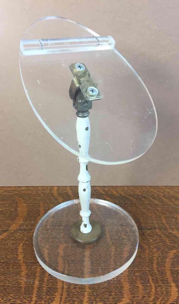 Single Vintage Clear Lucite & Brass Pedestal Countertop Shoe Store Display Stand