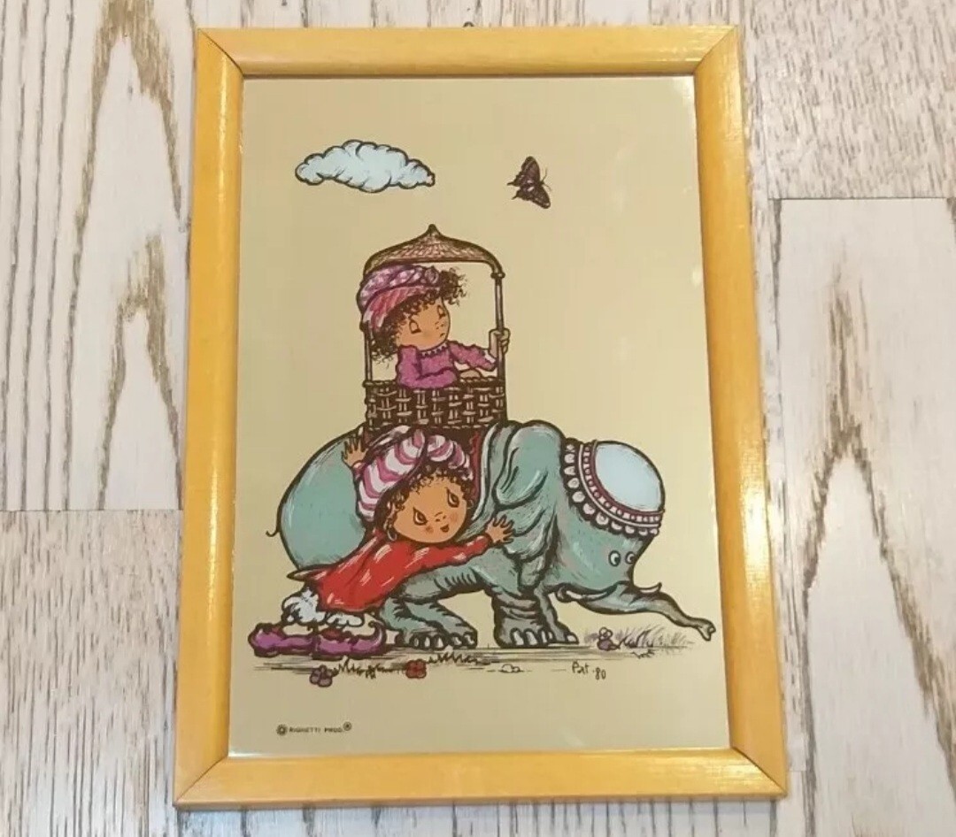 MIRROR FRAME-CHILDREN AND ELEPHANT-PAT 80′-VINTAGE-RIGHETTI DESIGN ITALY