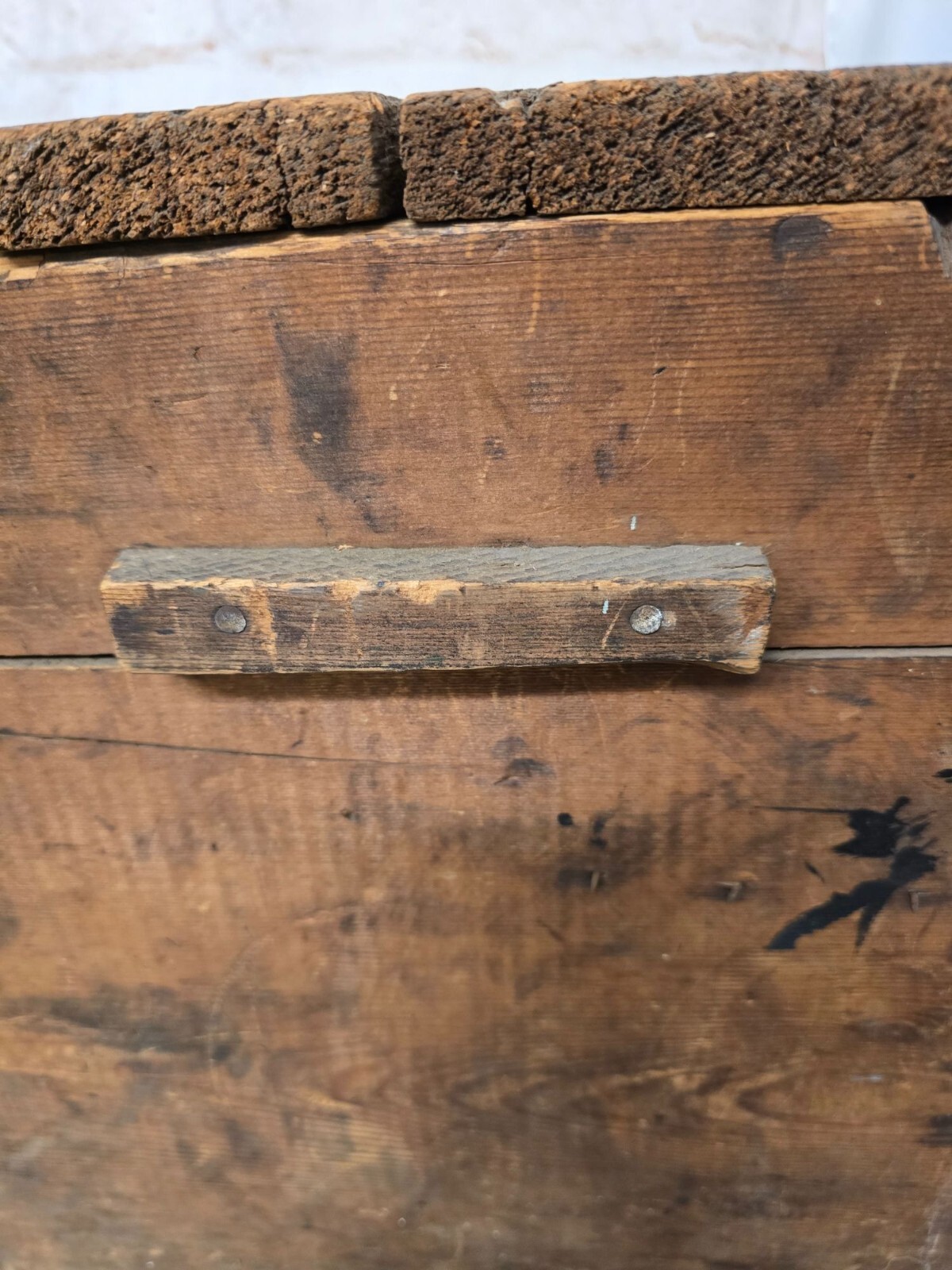Antique Burgess Battery Co Advertising Shipping Wood Crate Box Handles & Lid