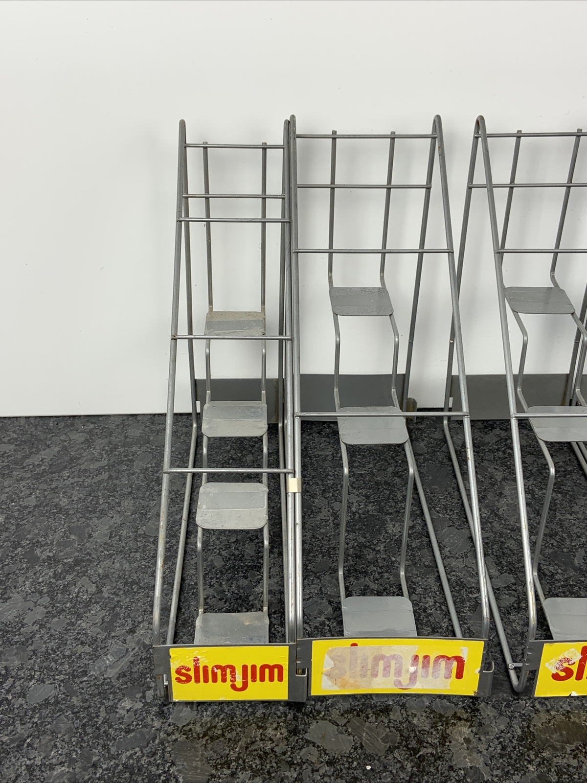 Lot of 5 Vintage Slim Jim Metal Retail Store Point of Sale Display Racks