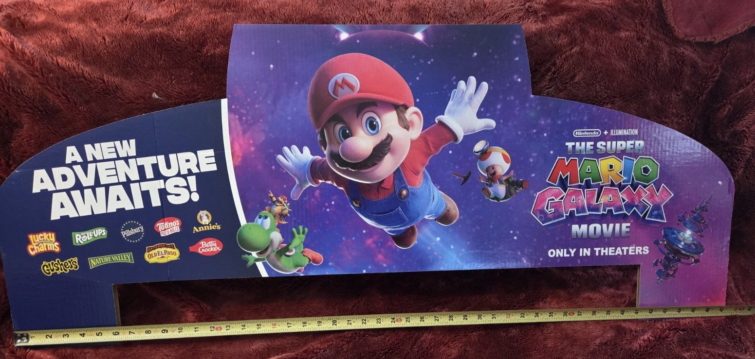 Lg 47×20 Super Mario Galaxy Movie Cardboard Store Display Header Double Sided