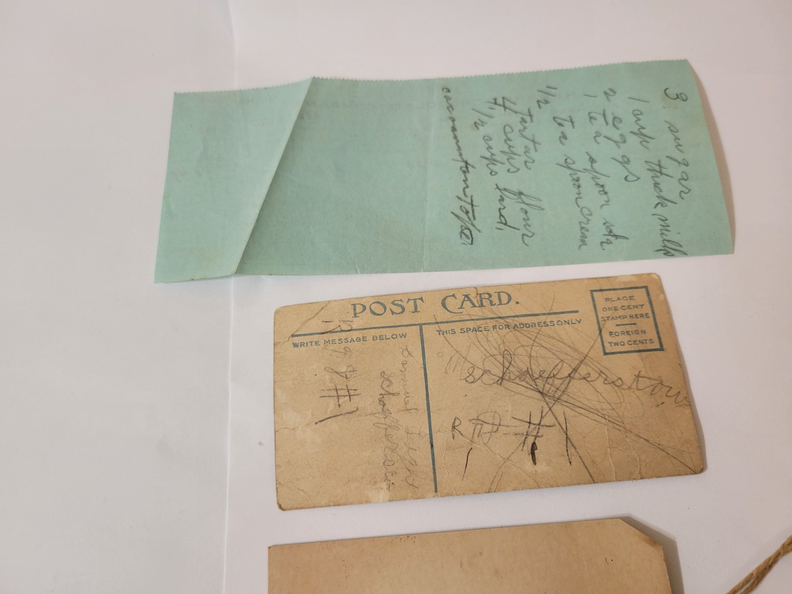 RARE Misc Hershey Memorabilla : Postcard, Tags, and Milk Statement 1924