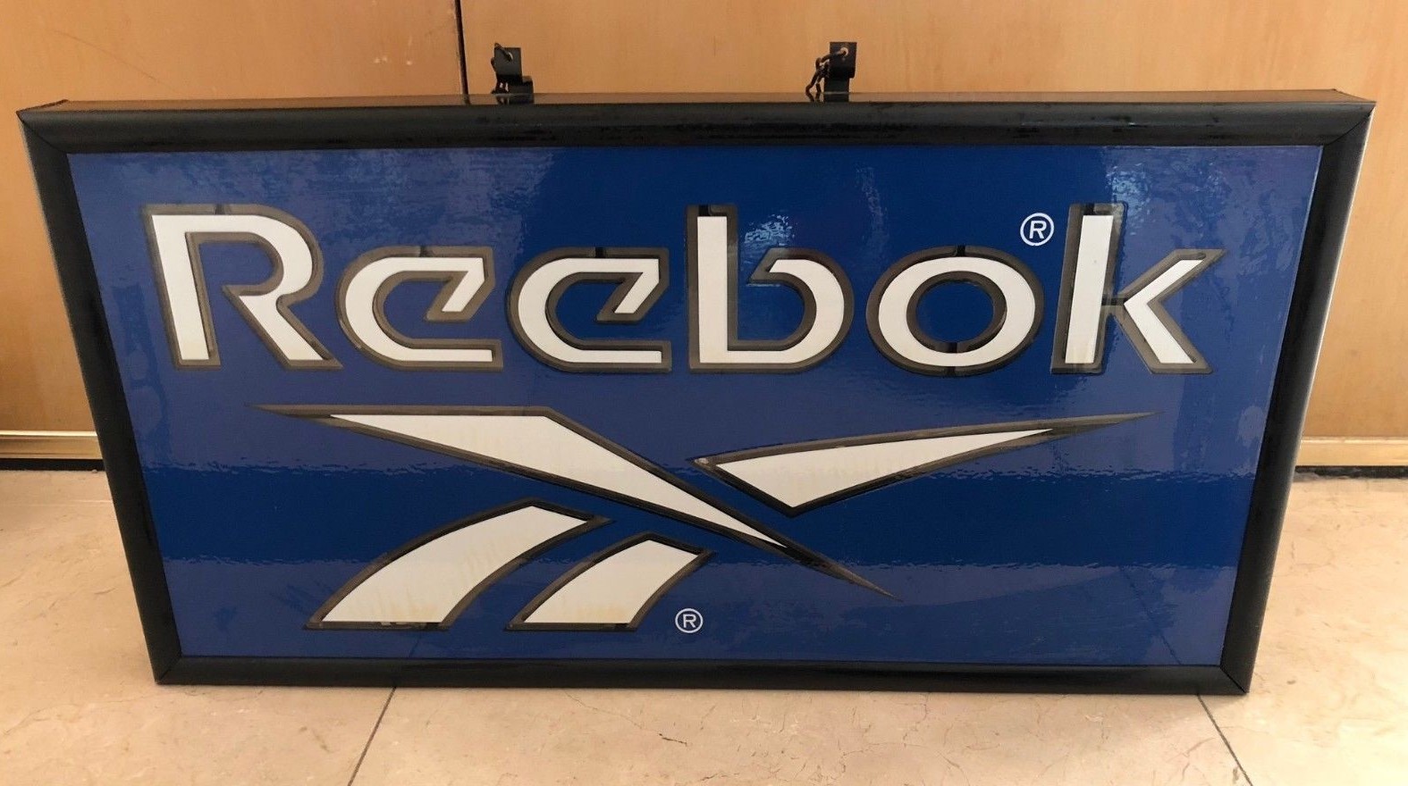 Reebok Vintage 1990s Framed Neon Light Display Signage Swoosh Authentic Rare