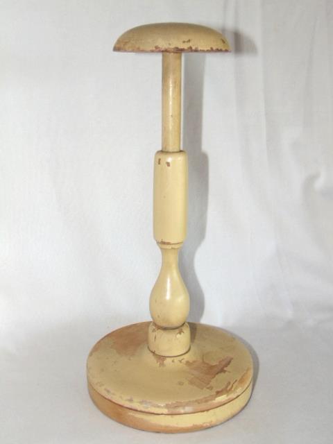 Antique General Store Millinery Counter 12-3/4″ HAT STAND DISPLAY, Yellow Paint