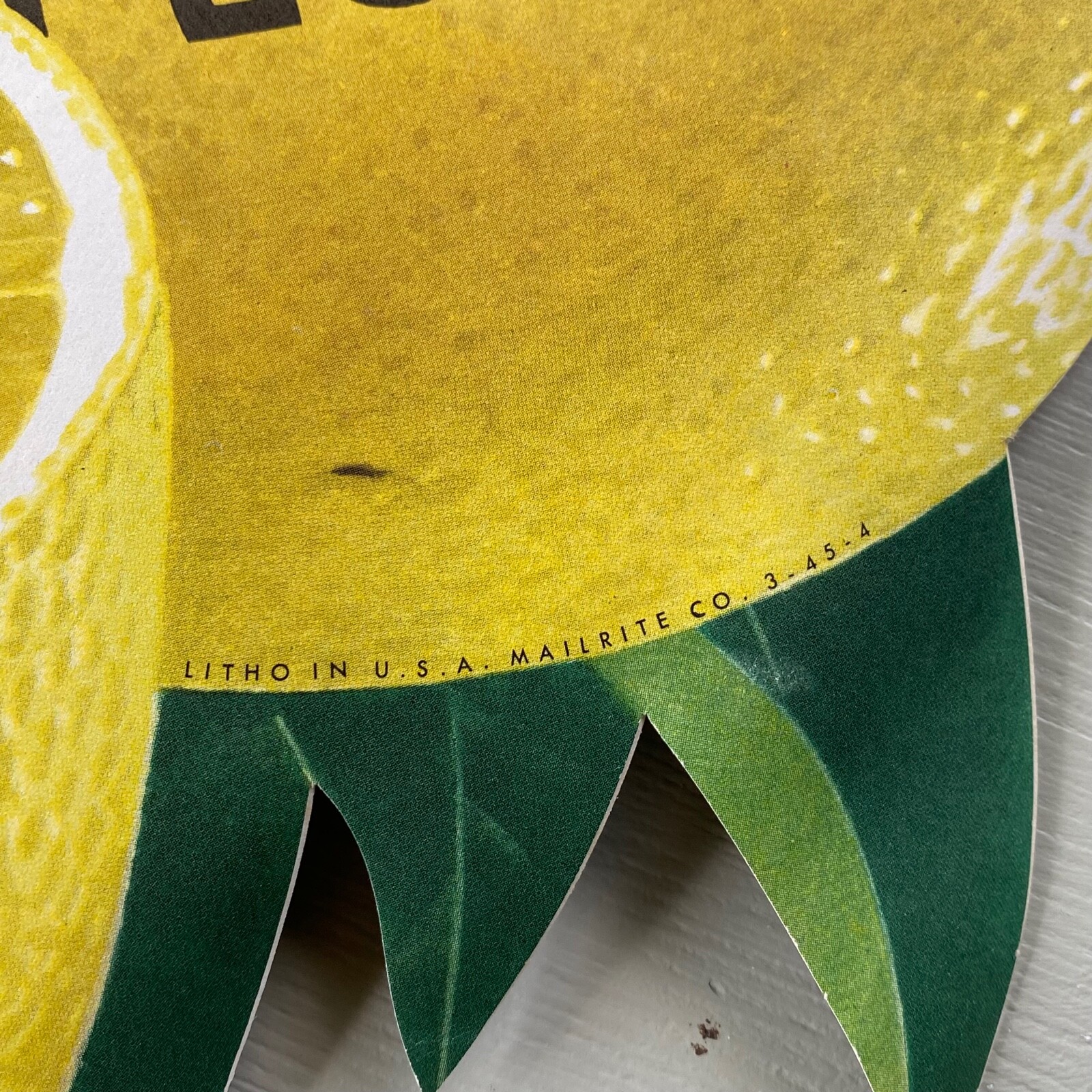 Vintage Florida Lemons Store Display Poster Yellow Fruit Die Cut Double Sided