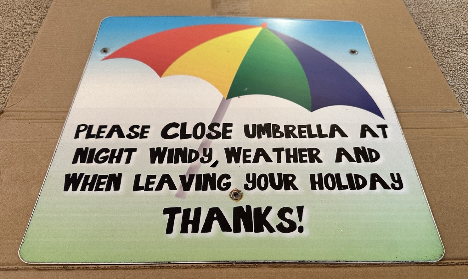 Vintage Close Umbrella Advertising Sign 12″ x 12″