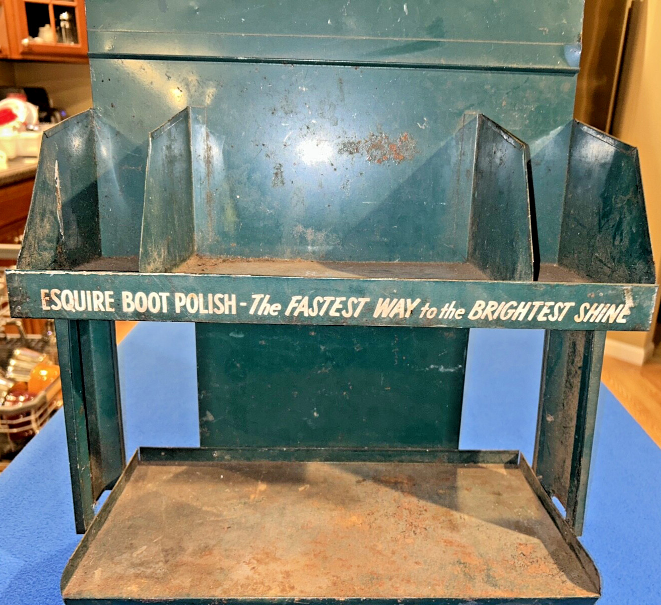 Esquire Brushless Shoe Polish Arthur Godfrey Store Counter Metal Display 1950s