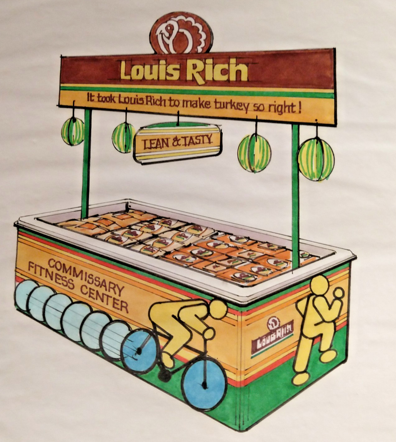 Supermarket Mock Ups Original Art Louis Rich Oscar Mayer Commissary Center 18×22