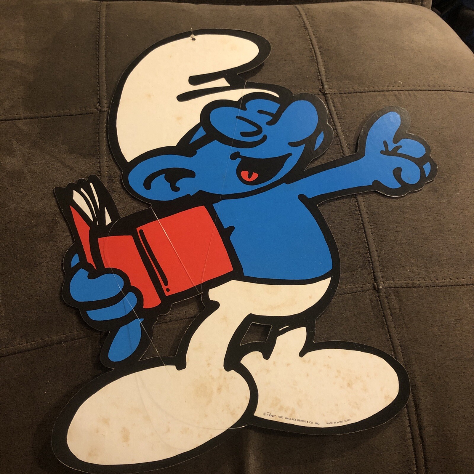 Vintage Double Sided Smurfs Store Retailers Sign Cardboard Rare Book Smurf