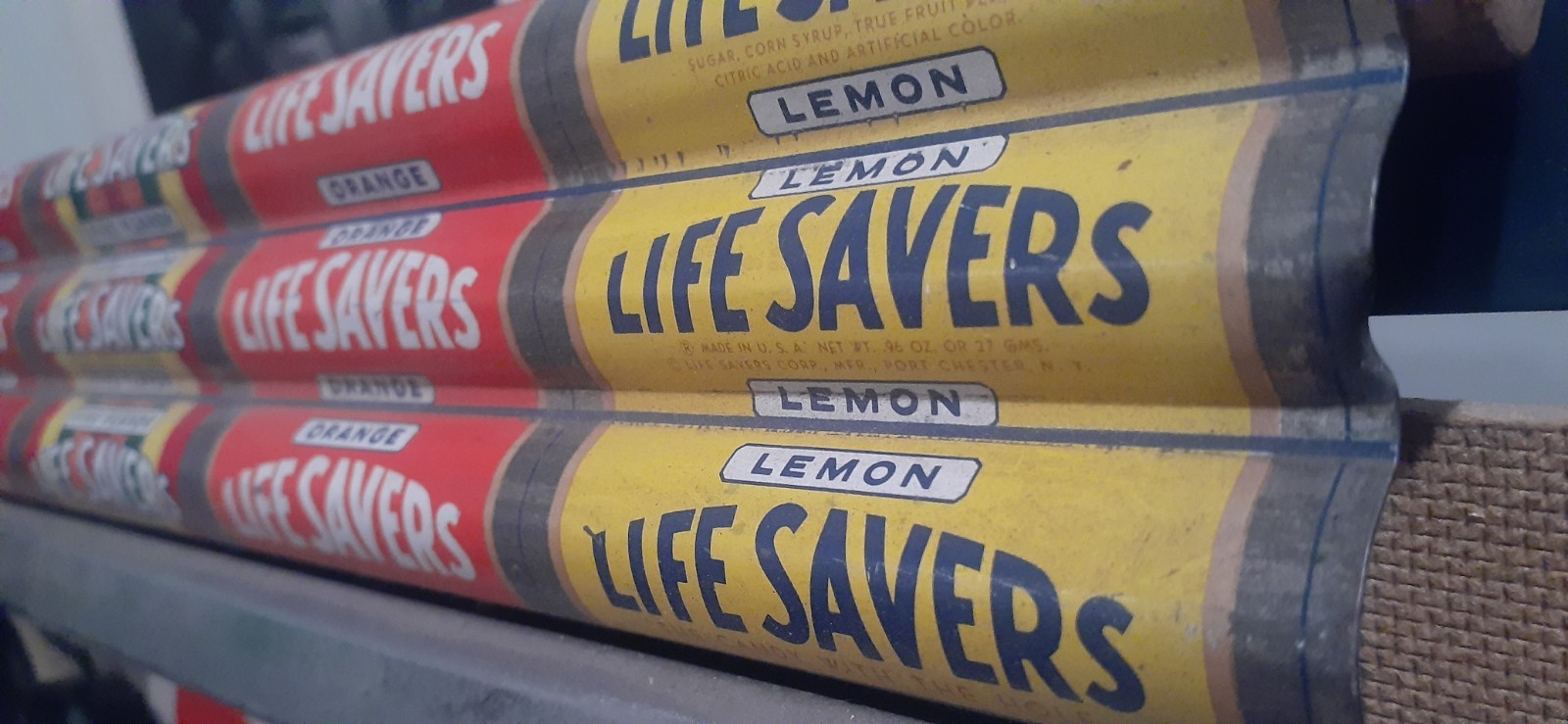 Vintage LIFESAVERS Flavor Candy Metal Store Shelf Display Tin Litho 24″ Long