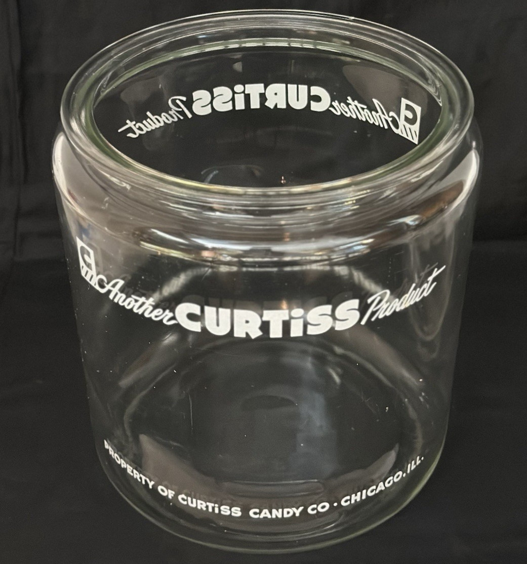 CURTISS CANDY CO. CHICAGO “ANOTHER CURTISS PRODUCT “GLASS STORE/DISPLAY JAR