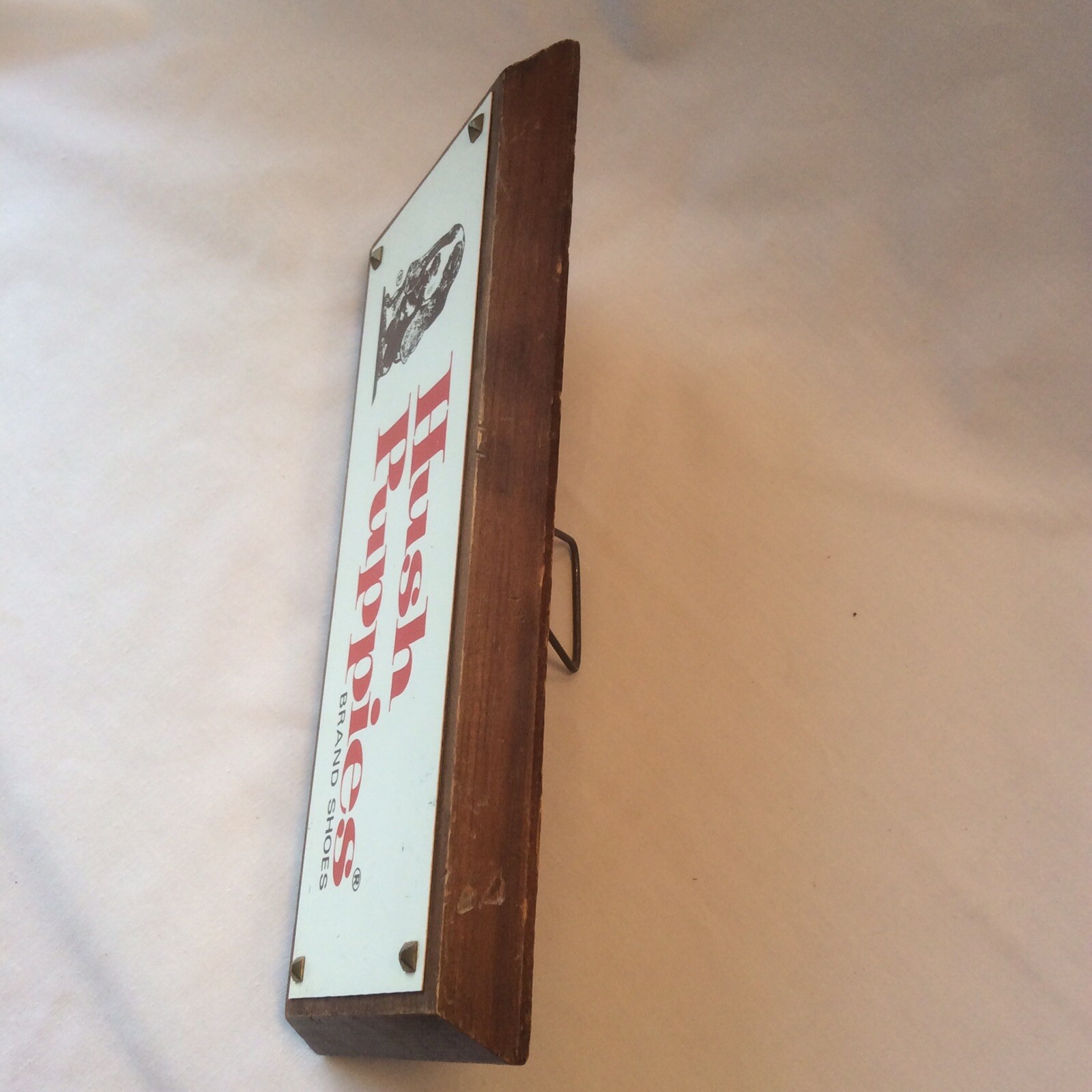 Hush Puppies Shoes Sign Vintage Metal Wood Counter Desk Stand Basset Hound Dog