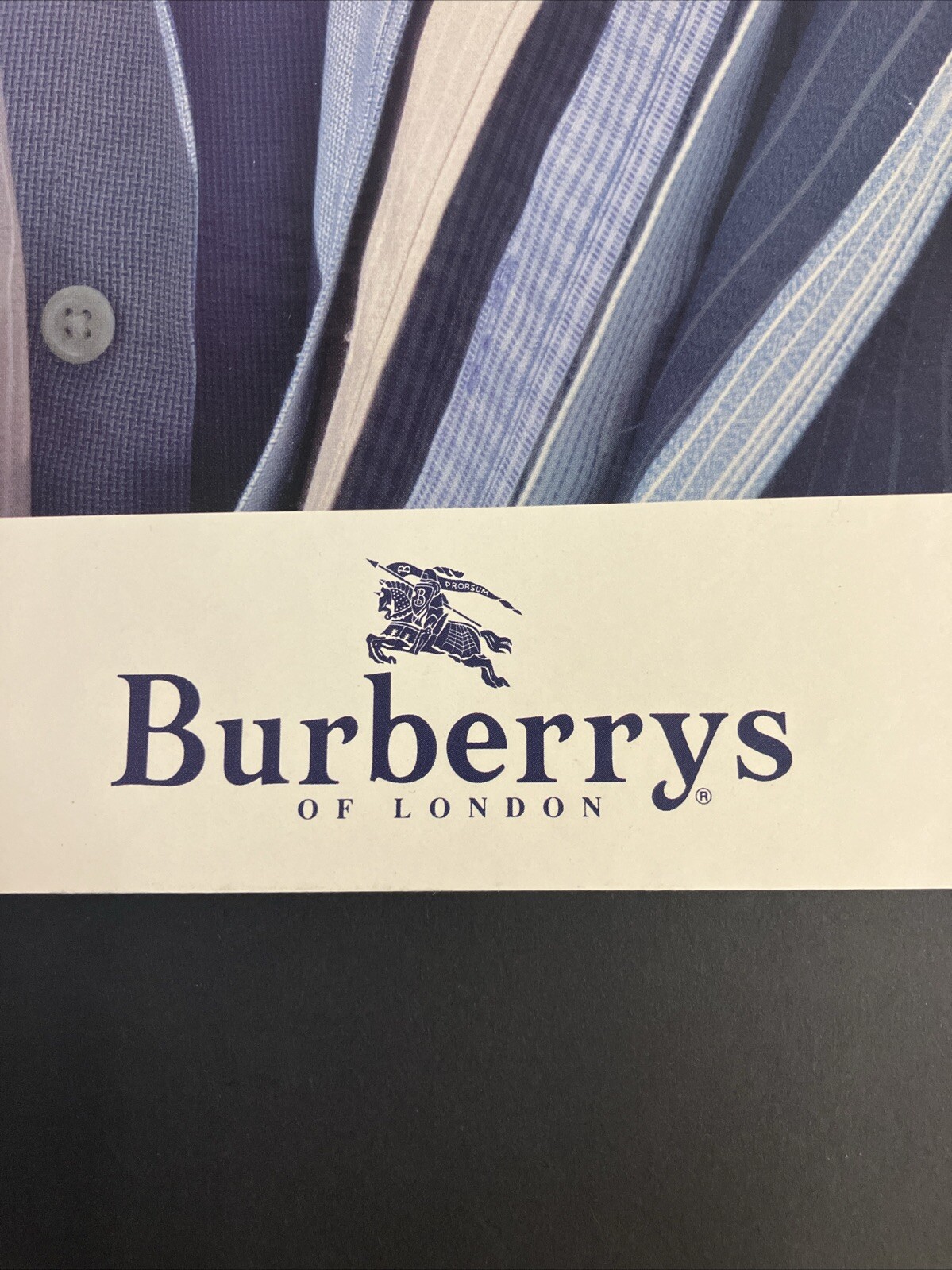 Vintage Burberrys of London Store Display Board 11″x13″ Button Shirts Blue