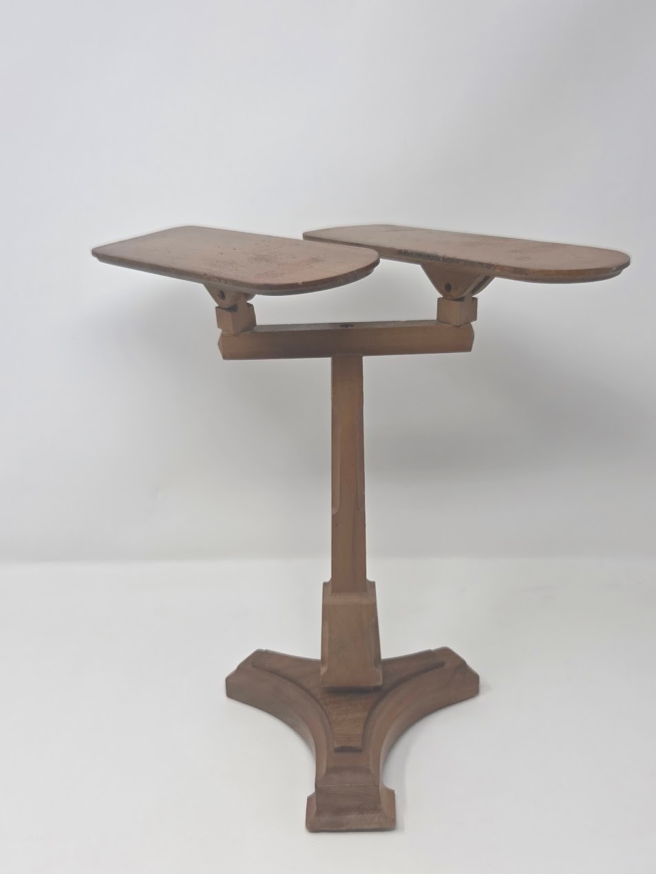 Vintage Wooden Shoe Display Stand Dual Platform Pedestal Countertop Rack