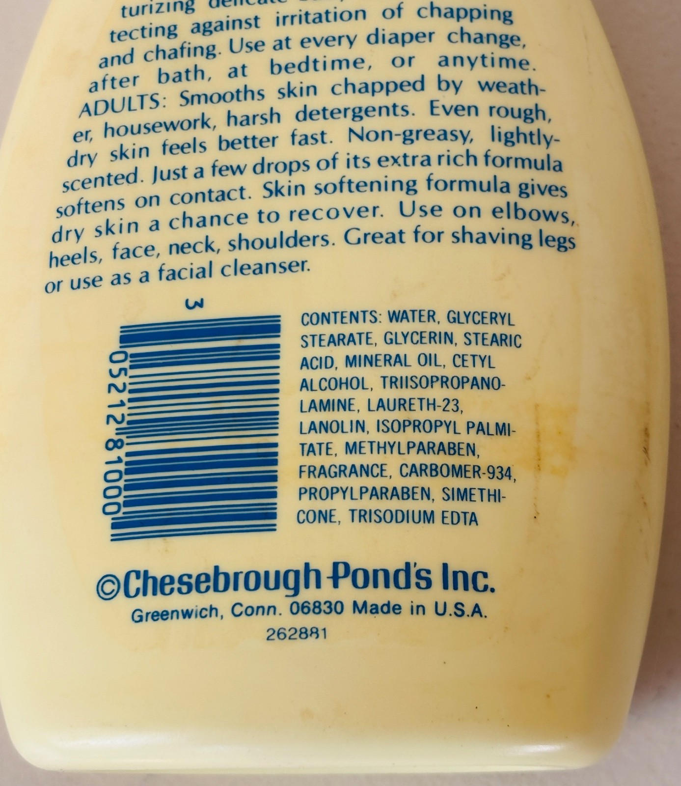 NOS VTG VASELINE INTENSIVE CARE BABY LOTION 16OZ MOVIE TV PROP YELLOW BOTTLE